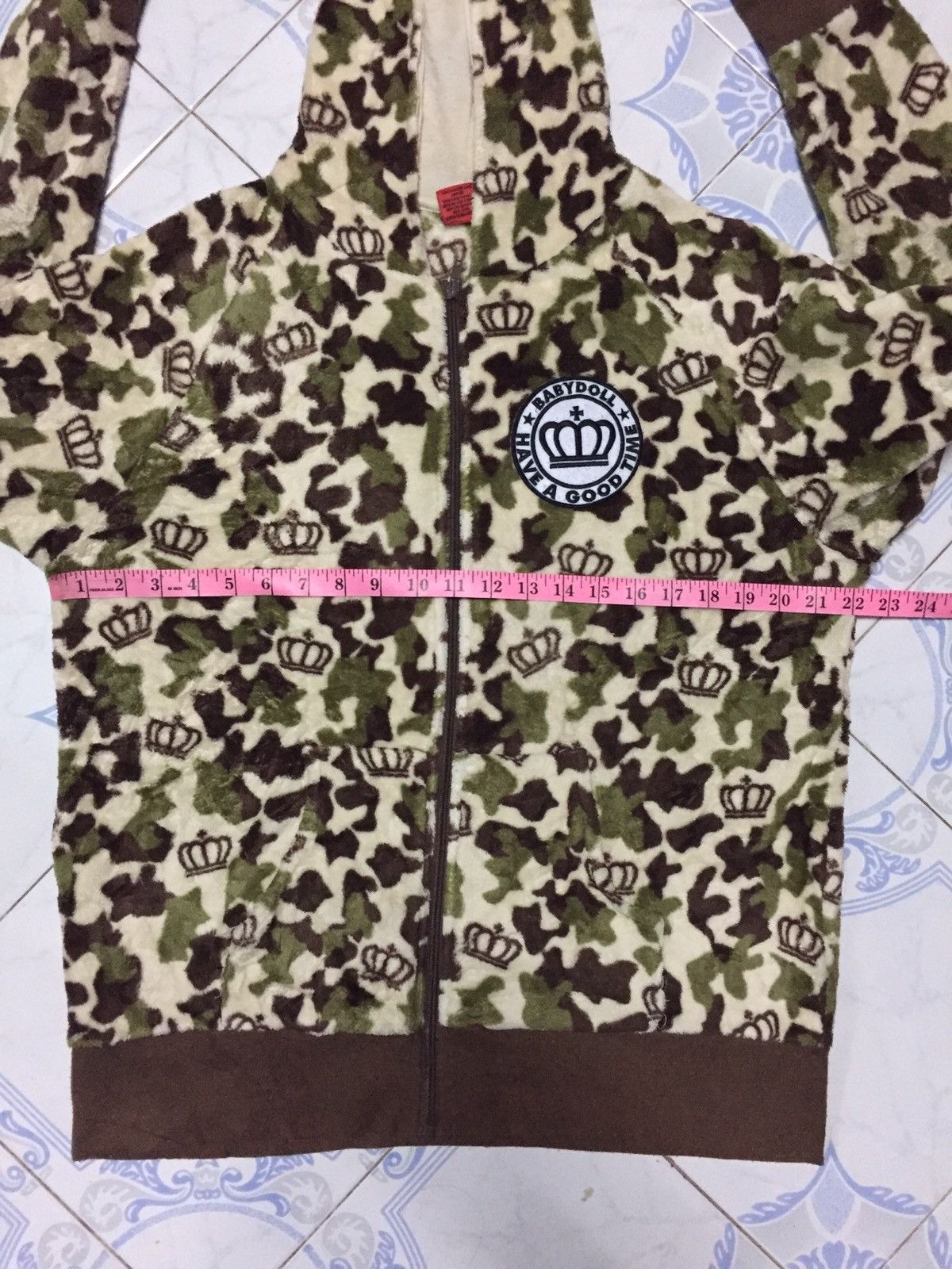 Japanese Brand FullPrint Babydoll Military Camo Fleece Hoodie Jacket Size US L / EU 52-54 / 3 - 18 Thumbnail
