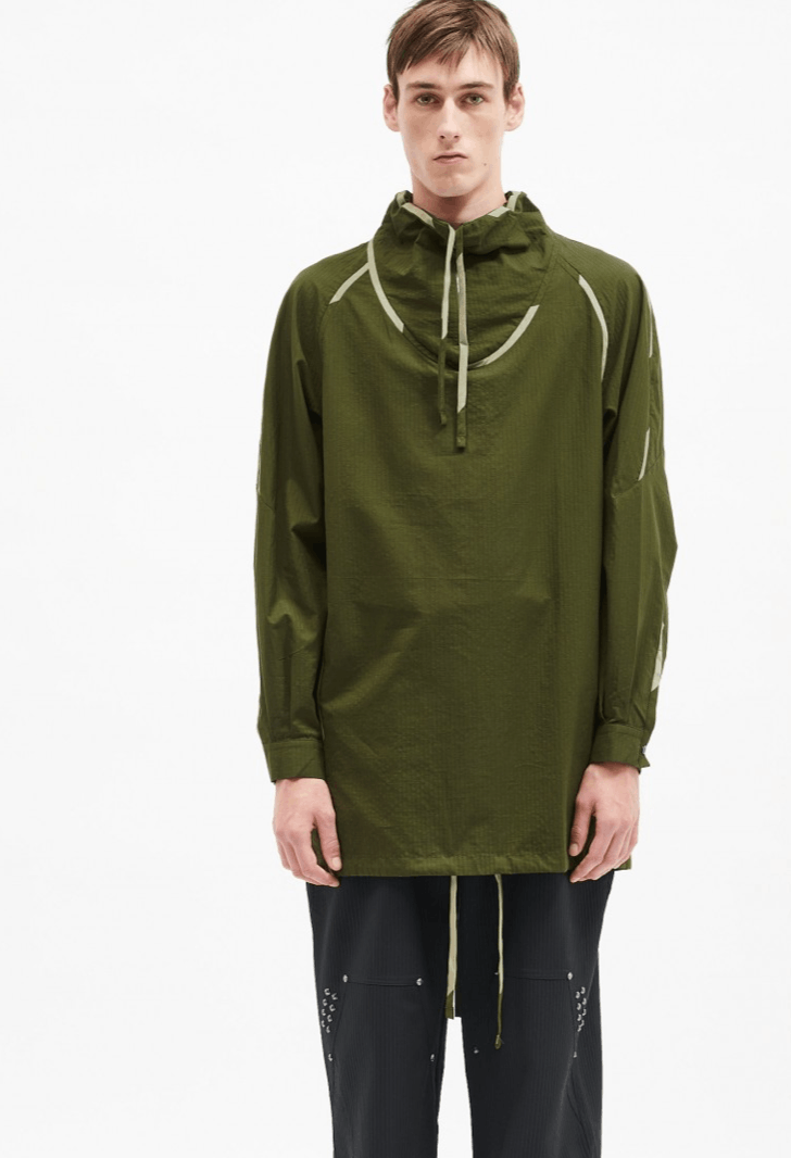 image of Kiko Kostadinov Darnel Pullover Shirt in Green, Men's (Size Medium)