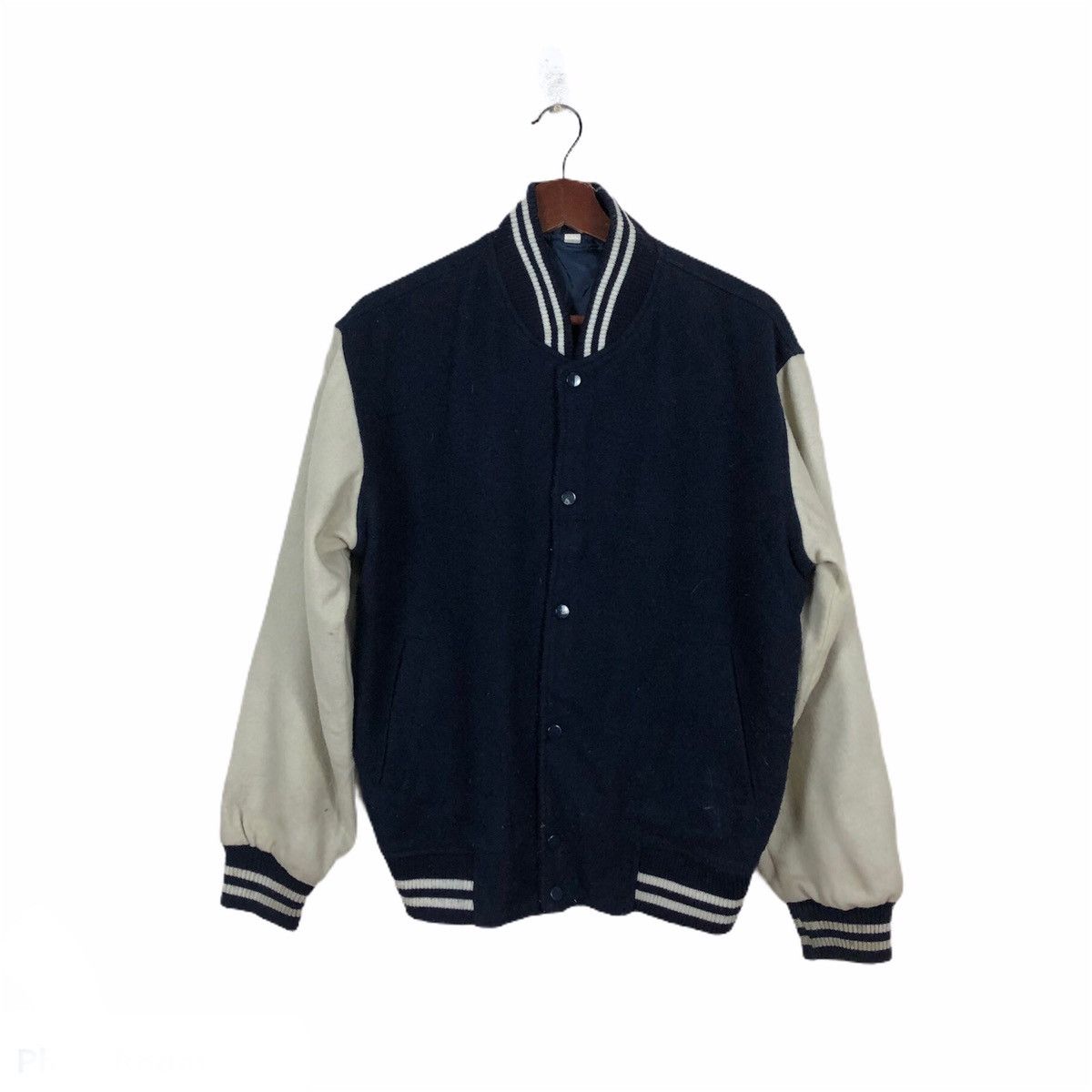 Japanese Brand VARSITY JACKET BUTTON PLAIN Size US L / EU 52-54 / 3 - 1 Thumbnail