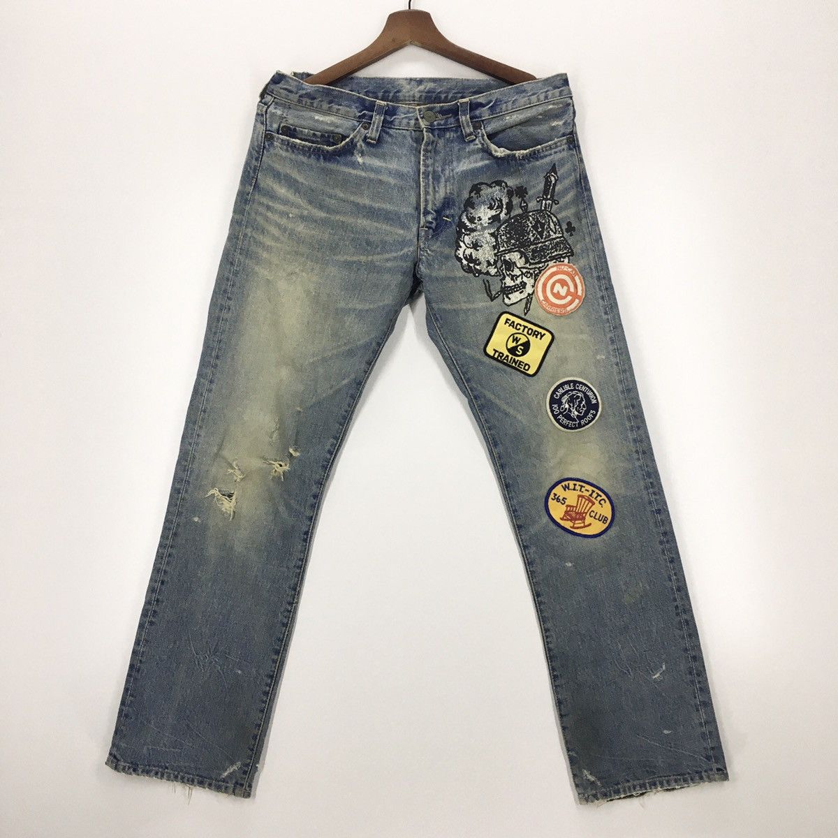 Japanese Brand RNA Inc. Japan Distressed Patchwork Denim Size US 32 / EU 48 - 1 Thumbnail