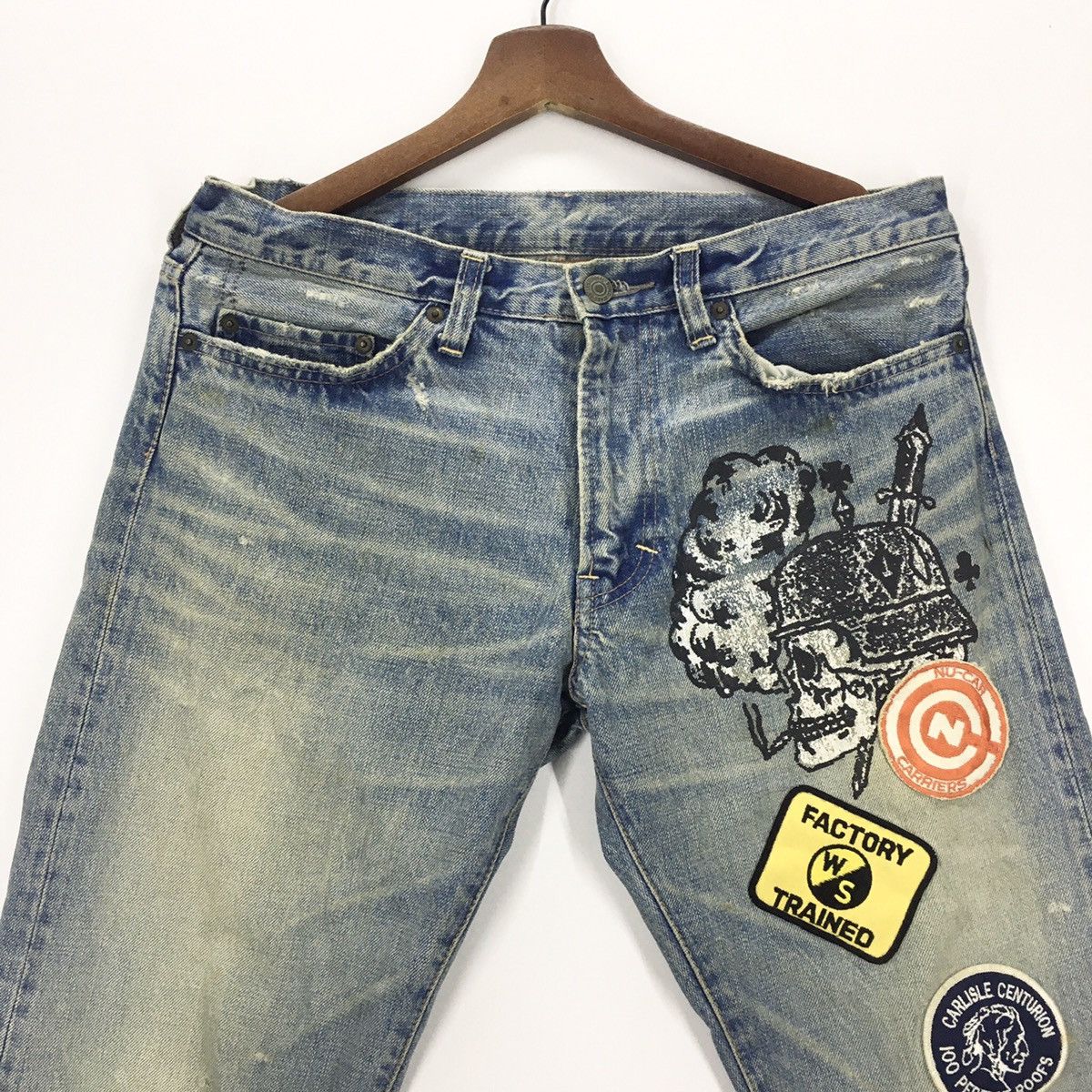 Japanese Brand RNA Inc. Japan Distressed Patchwork Denim Size US 32 / EU 48 - 2 Thumbnail