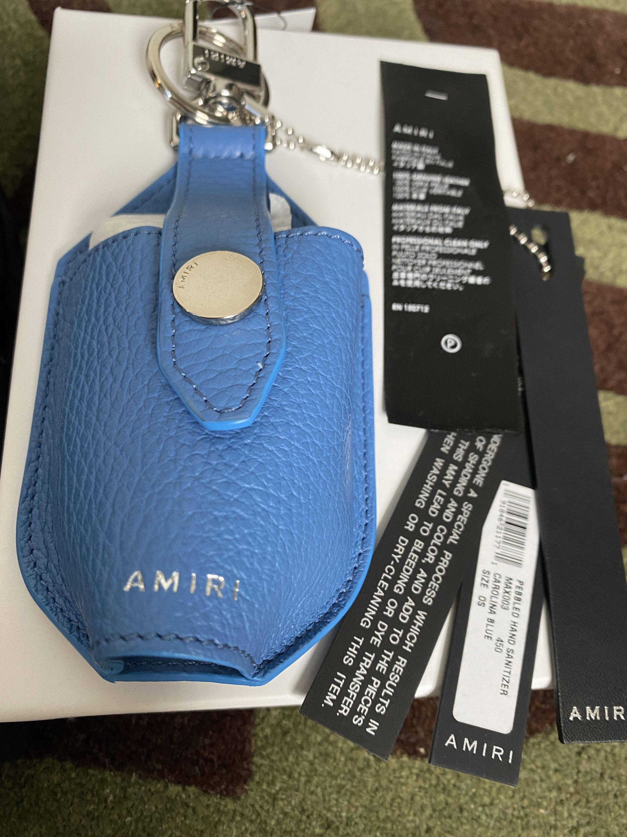 Amiri amiri carolina blue hand sanitizer leather holder keychain Size ONE SIZE - 1 Thumbnail