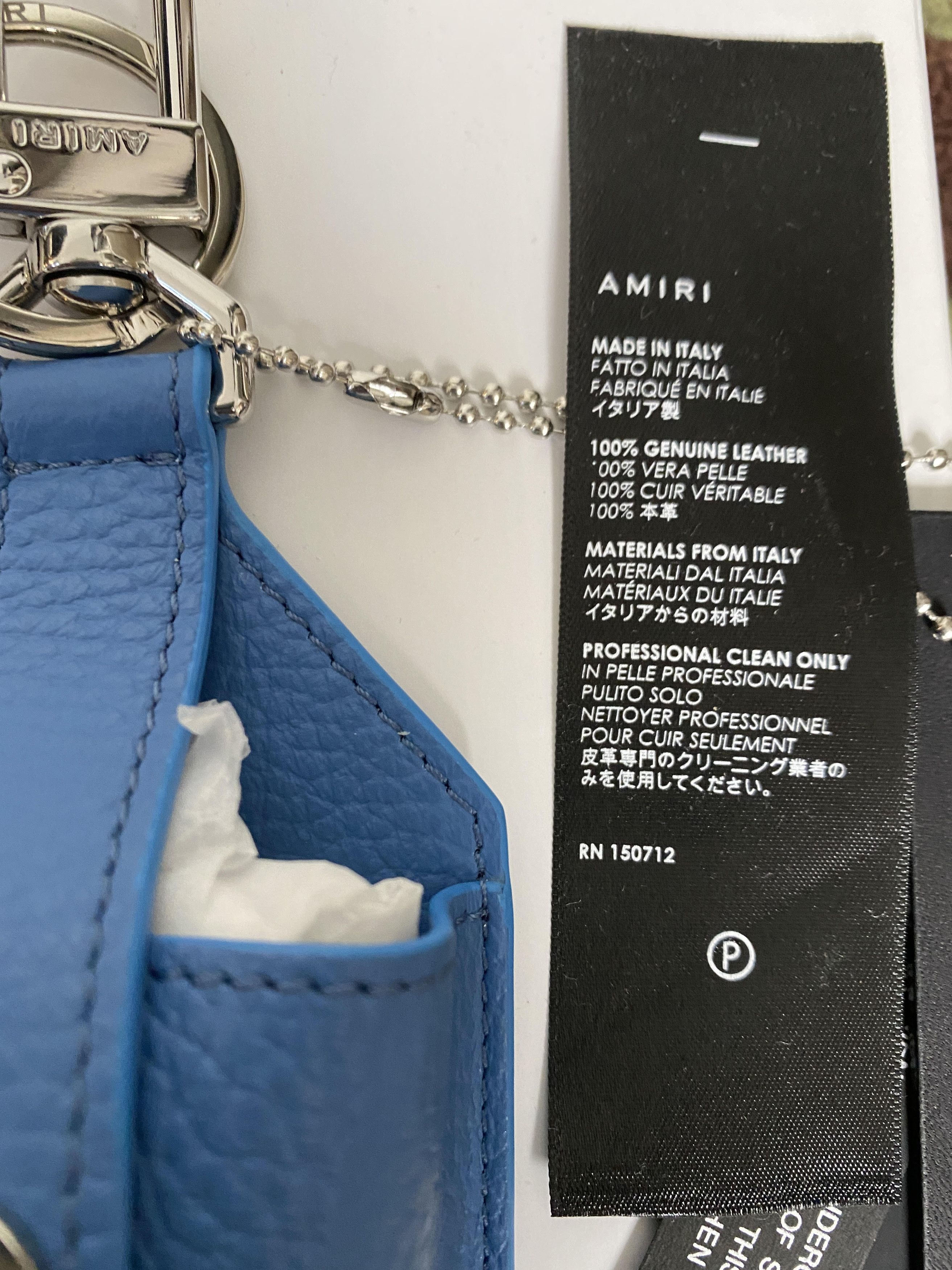 Amiri amiri carolina blue hand sanitizer leather holder keychain Size ONE SIZE - 2 Thumbnail