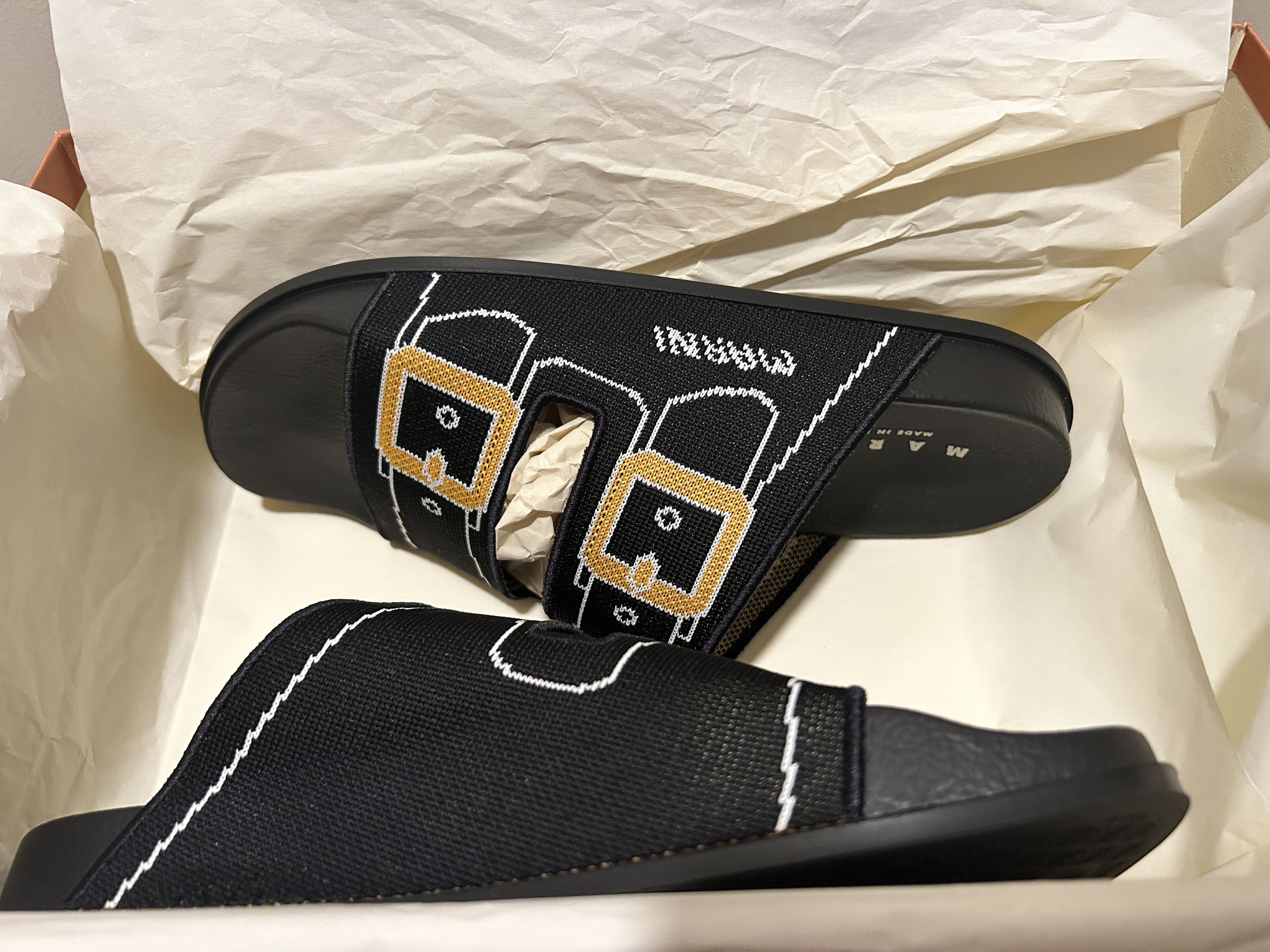 Marni Marni printed buckle slides knit - black Size US 8 / EU 41 - 6 Thumbnail