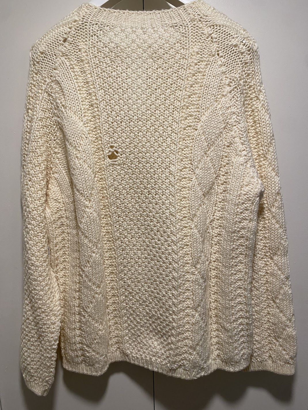 Maison Margiela MAISON MARGIELA Distressed Cable knit Sweater Ivory Wool Size US XL / EU 56 / 4 - 6 Thumbnail