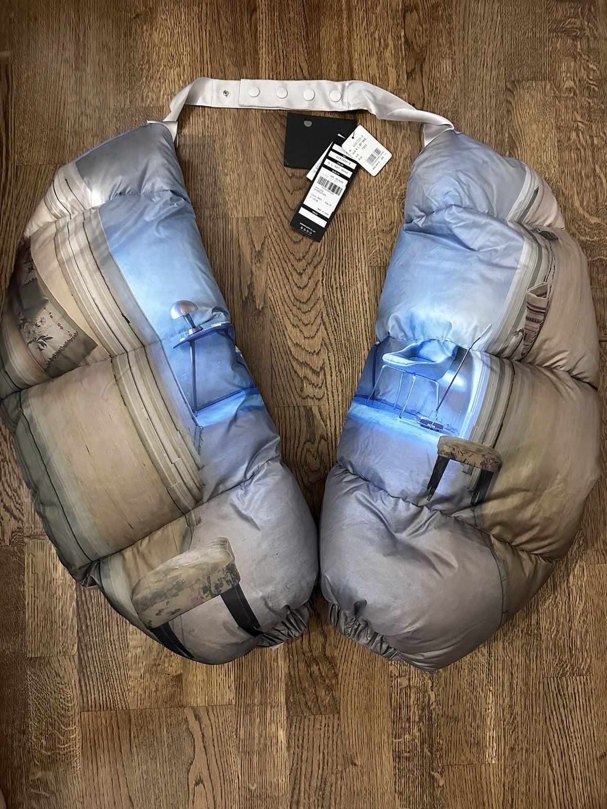 image of Undercover Puffer Jacket Sleeves in Blue, Men's
