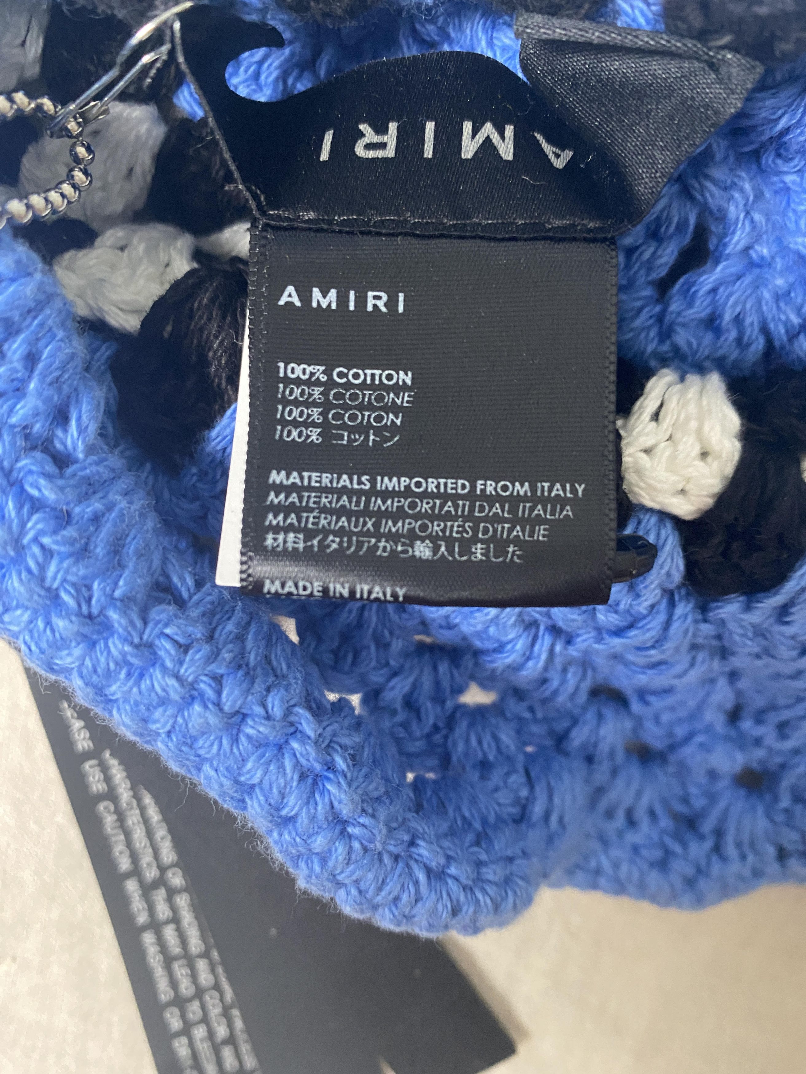 Amiri Amiri Crochet Bucket Hat Knit Blue Size ONE SIZE - 6 Thumbnail