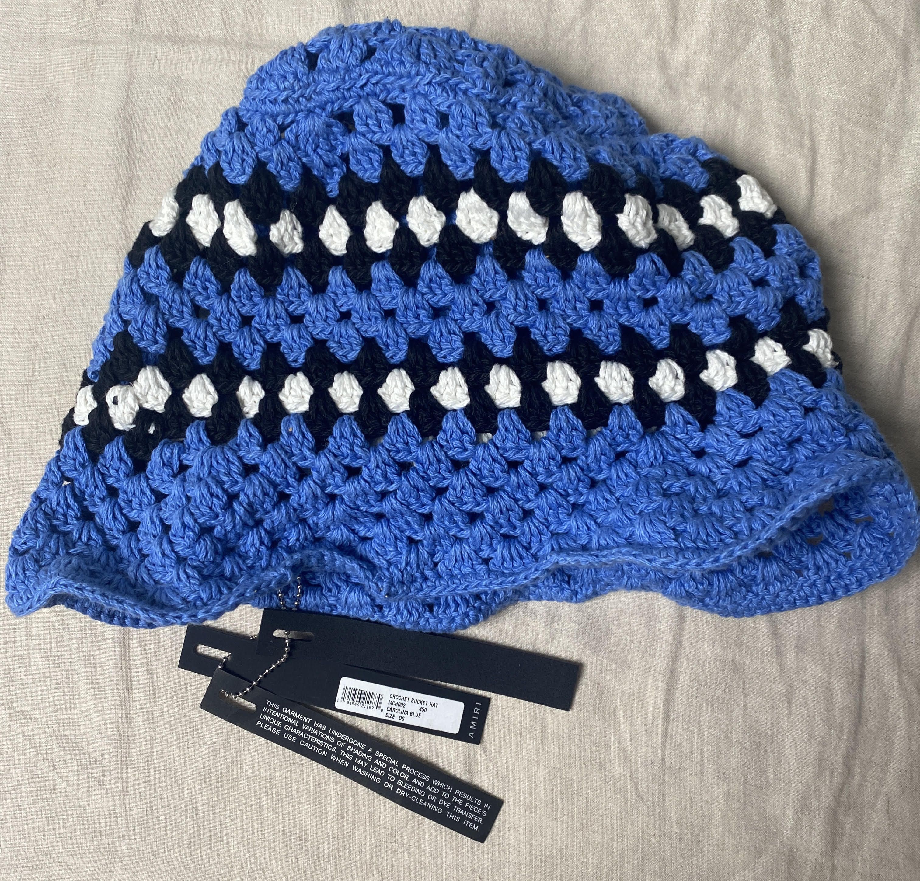 Amiri Amiri Crochet Bucket Hat Knit Blue Size ONE SIZE - 1 Thumbnail