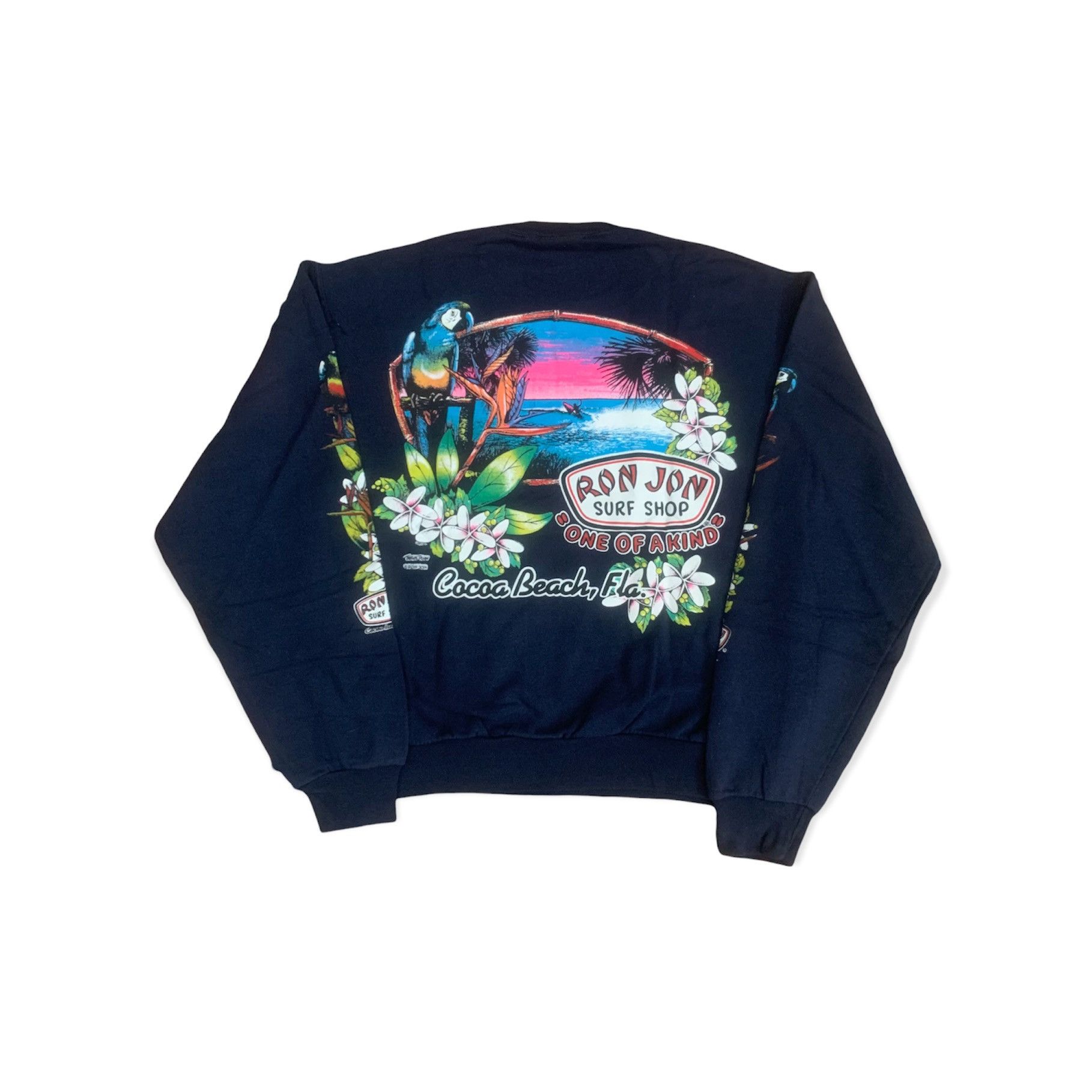 image of Vintage Ron Jon Surf Shop Sweatshirts in Blue, Men's (Size Small)