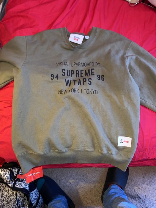 Supreme L Olive green Supreme WTAPS sweatshirt | Grailed