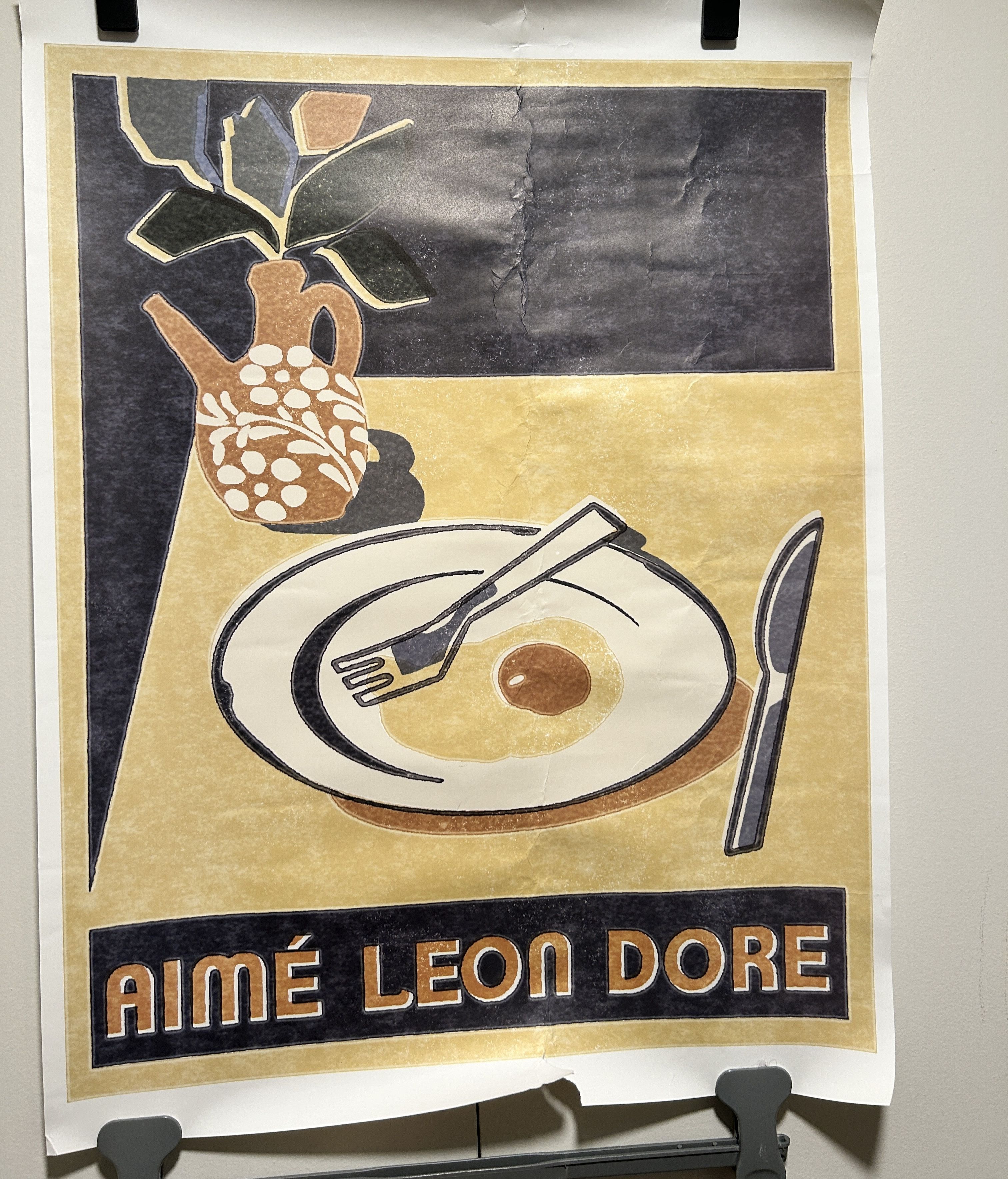 Pre-owned Aimé Leon Dore Molina Breakfast Eggs Poster (damaged) In Yellow