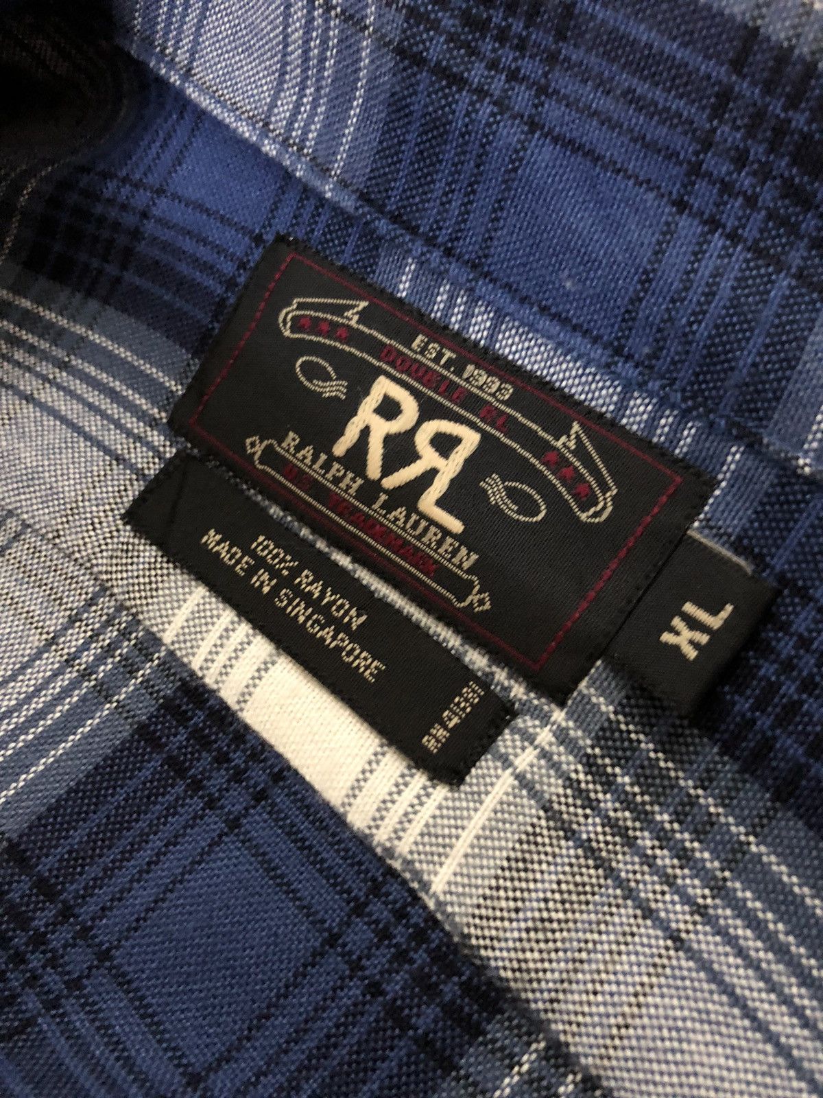 RRL Ralph Lauren GRAIL🔥OG RRL 🇺🇸 Plaid Shadow Rayon O/S Button Shirt Size US XL / EU 56 / 4 - 2 Thumbnail