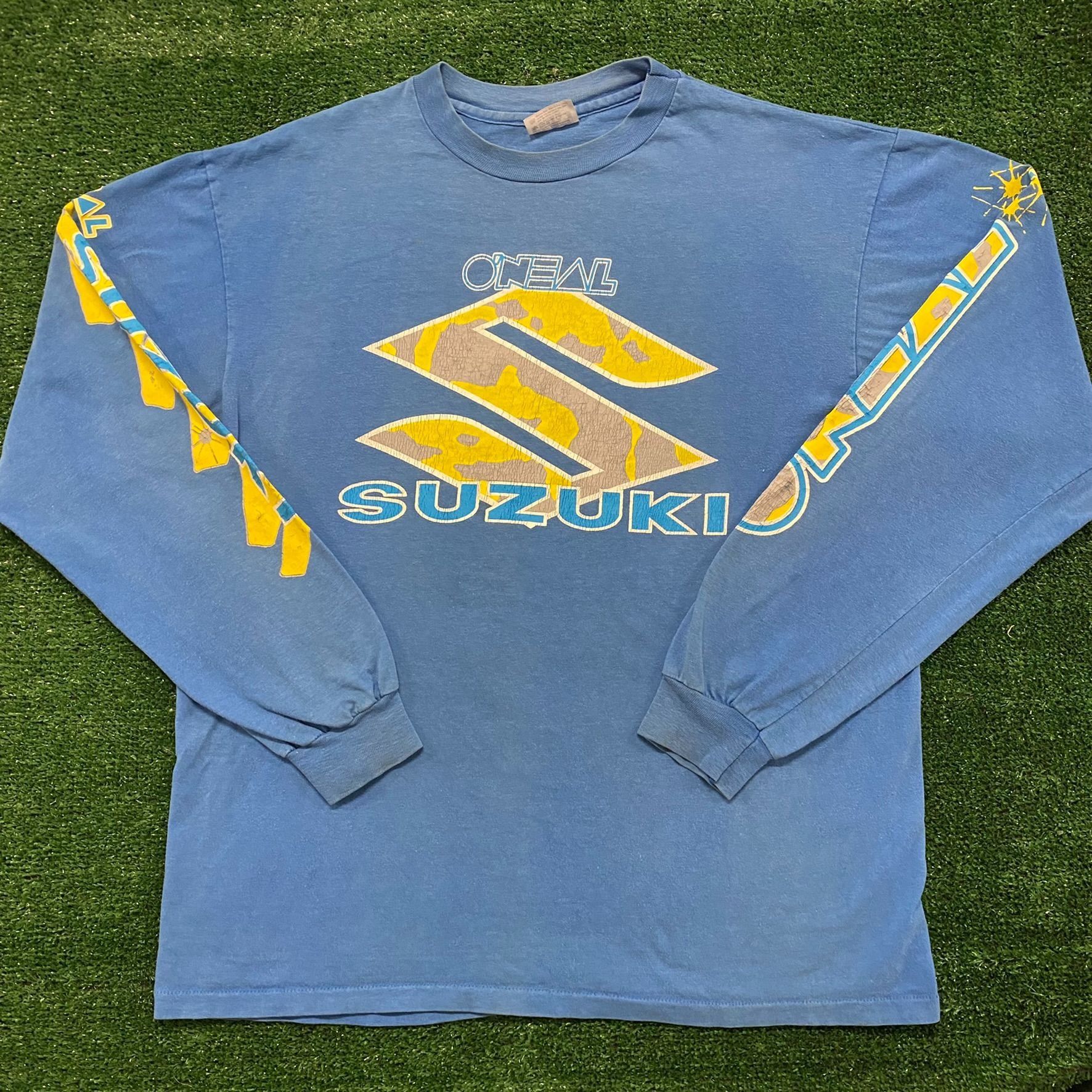 Image of Made In USA x Slightly Distressed Suzuki Tee Suzuki O'neal Vintage 80's Motox Biker Racing T-Shirt 