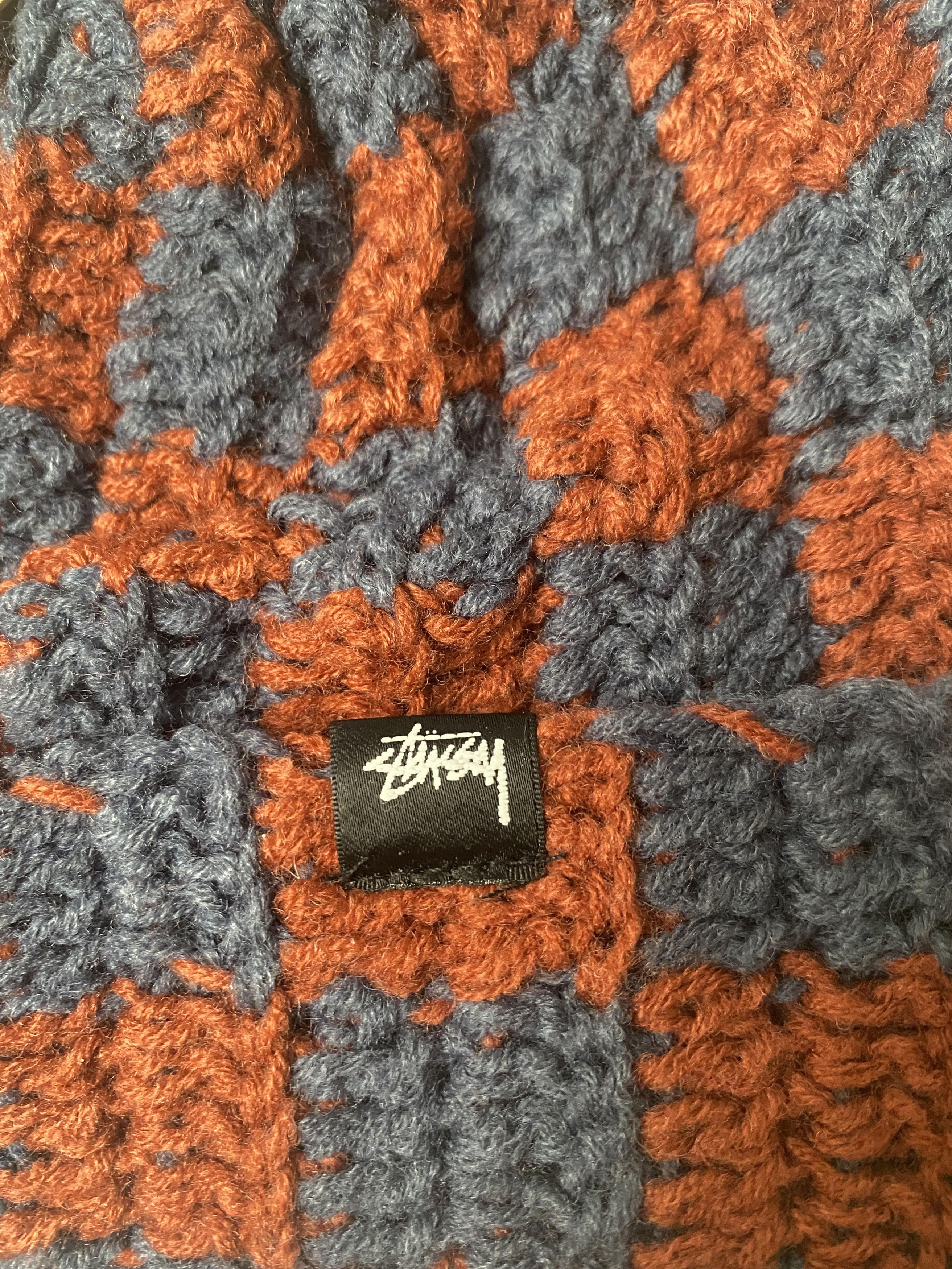 Stussy stussy crochet checker beanie - navy/red Size ONE SIZE - 3 Thumbnail
