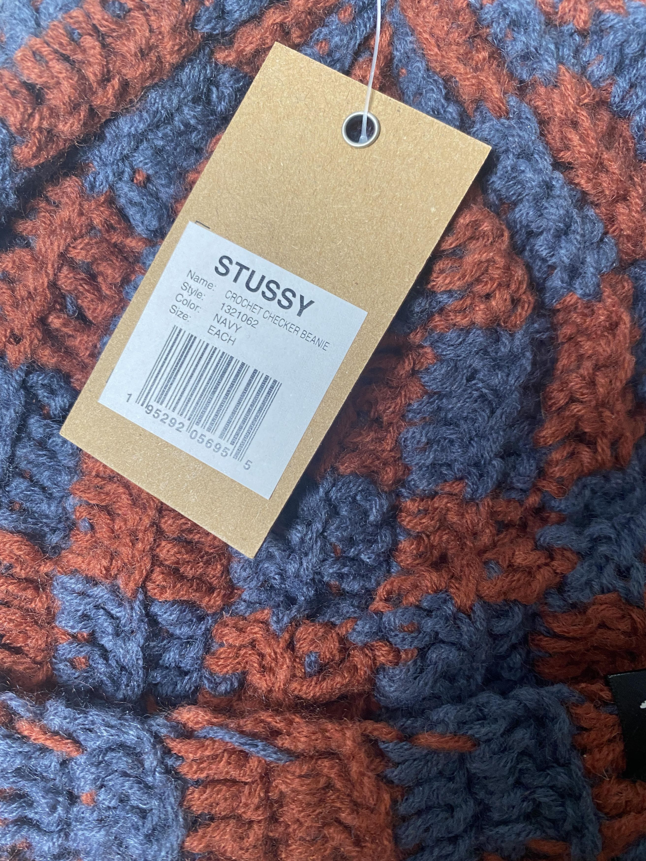 Stussy stussy crochet checker beanie - navy/red Size ONE SIZE - 4 Thumbnail