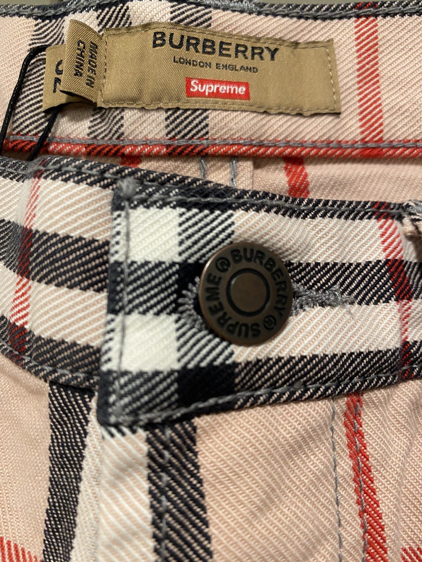 Burberry × Supreme Burberry x Supreme S/S 22 Jeans - Pink Size 32 Size US 32 / EU 48 - 4 Thumbnail