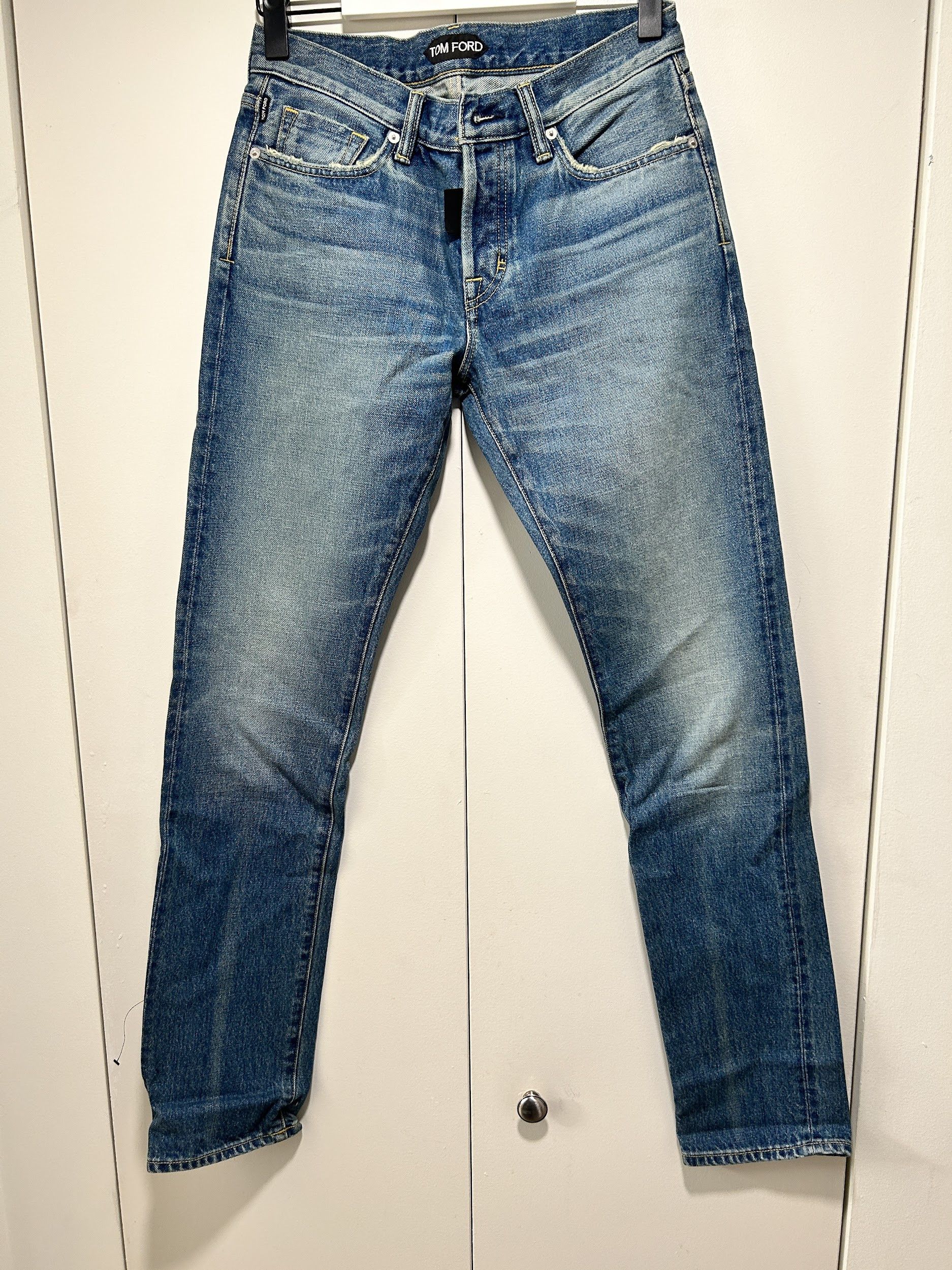 Image of Tom Ford Slim Jeans Selvedge Tfd001 Bpj11 Light Blue Denim, Men's (Size 30)