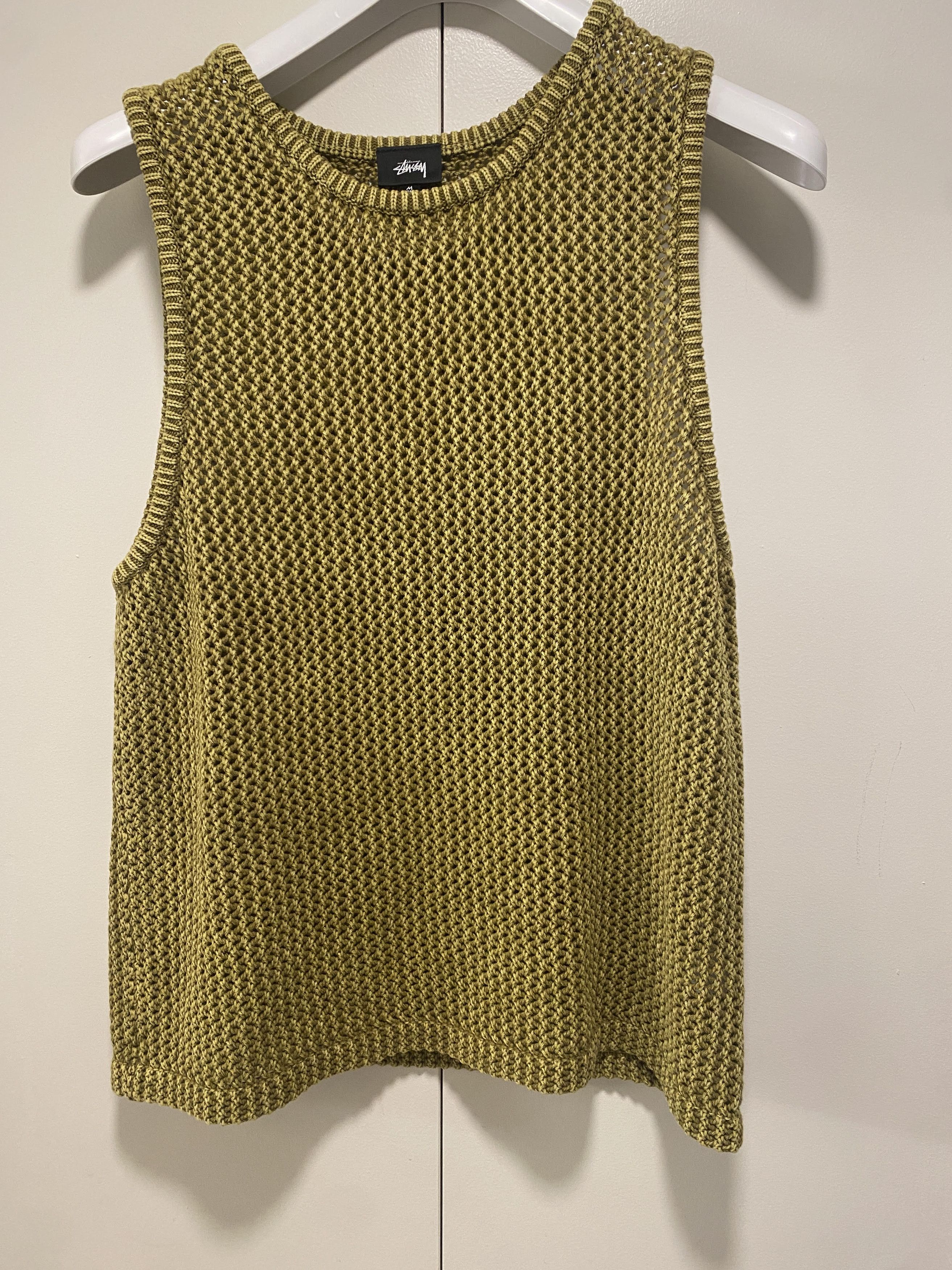 image of Stussy O'dyed Mesh Tank Khaki 117126, Men's (Size Small)