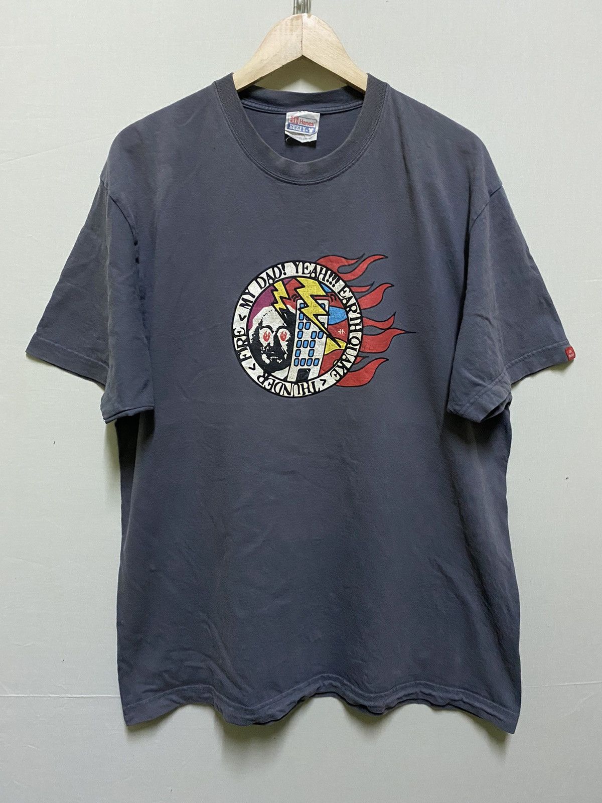 Hanes × Vintage MY DAD YEAH!!! EARTHQUAKE THUNDER FLAME FIRE Size US XL / EU 56 / 4 - 1 Thumbnail