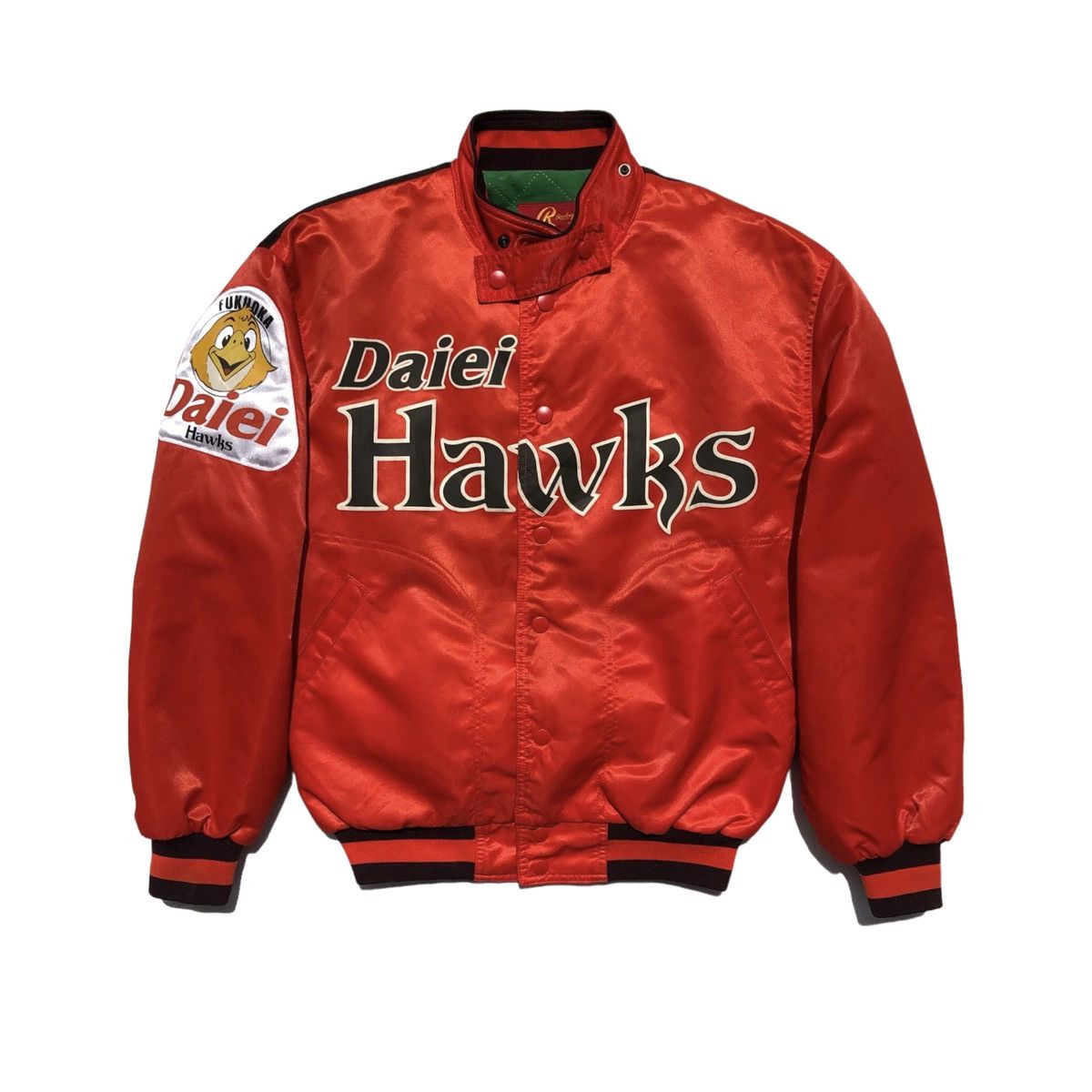 Asics Vintage Rawlings By Asics FUKUOKA DAIEI HAWKS Varsity Jacket Size US L / EU 52-54 / 3 - 2 Thumbnail