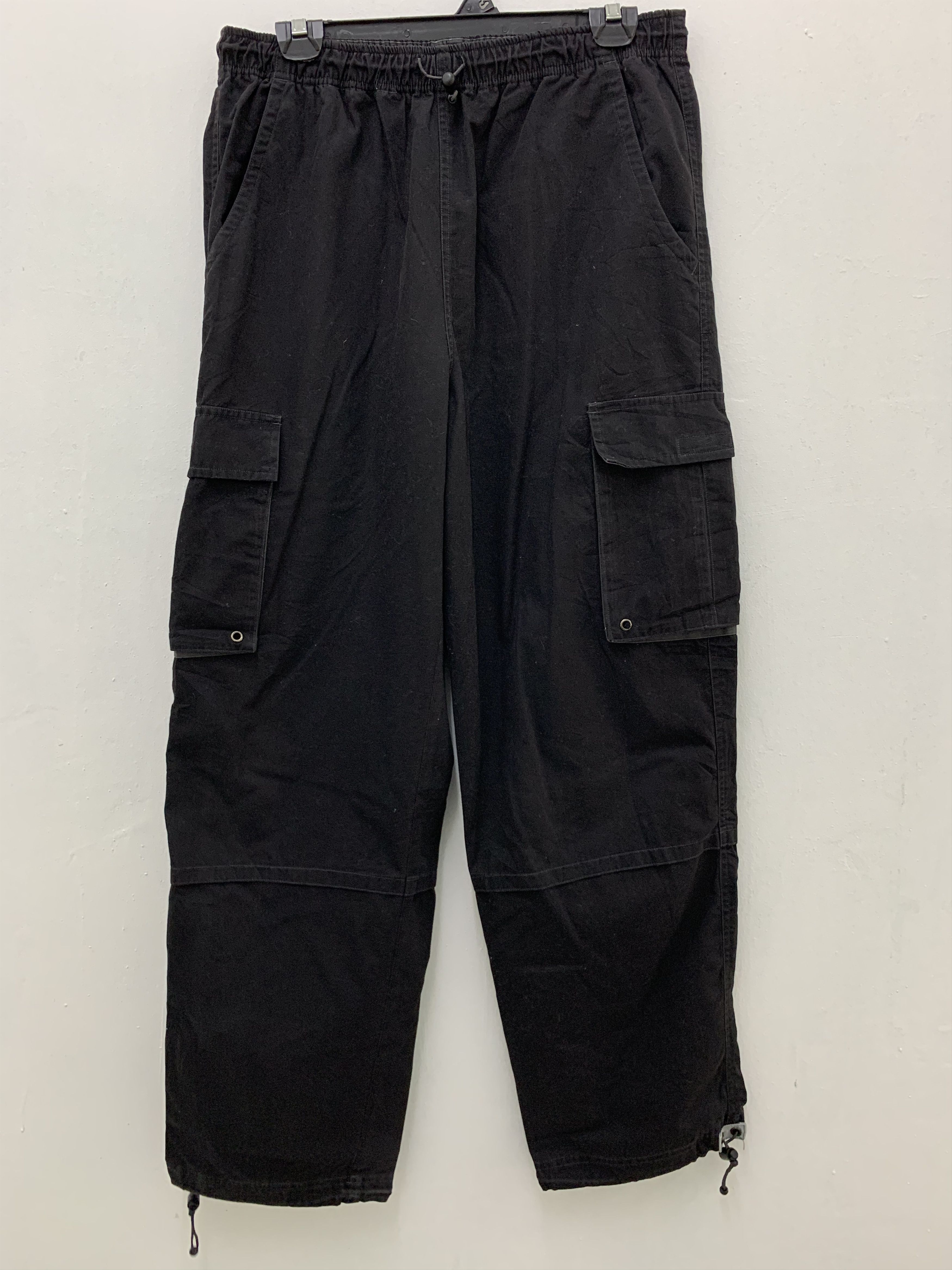 Japanese Brand Cargo Pants Nine Block Multipocket Black Streetwear Rare Size US 29 - 1 Thumbnail