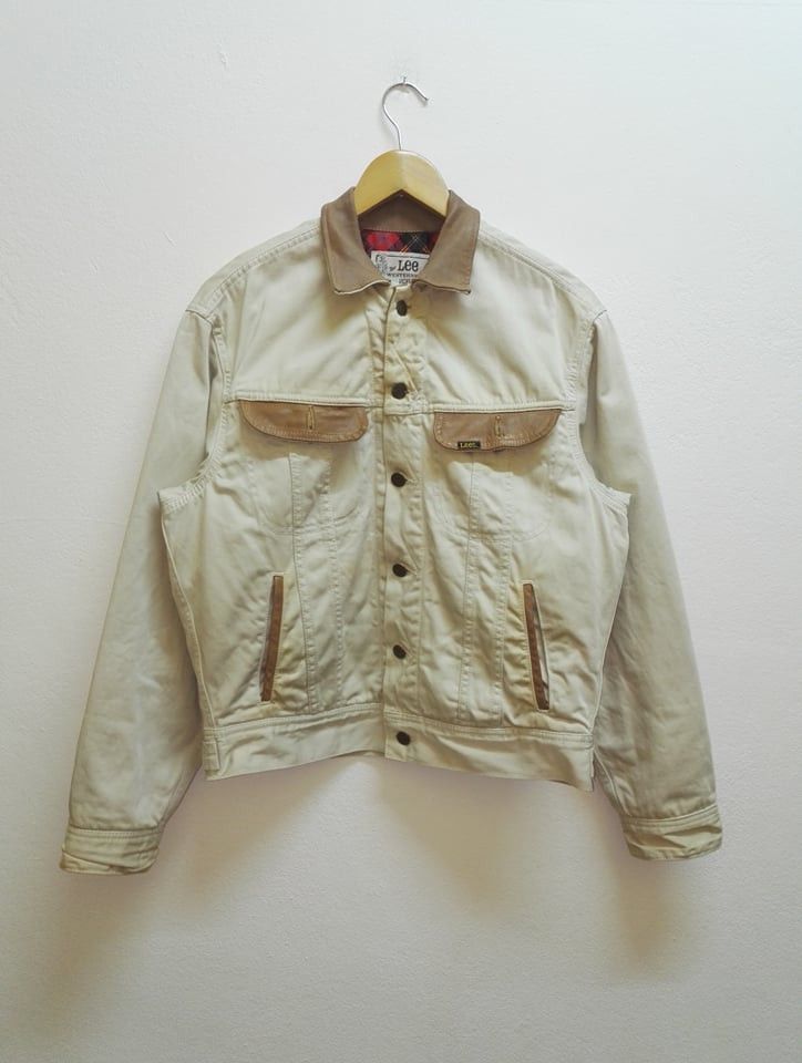 Lee 🔥Rare🔥 Lee Raider Leather & Denim Brown Jacket (c27) Size US M / EU 48-50 / 2 - 1 Thumbnail