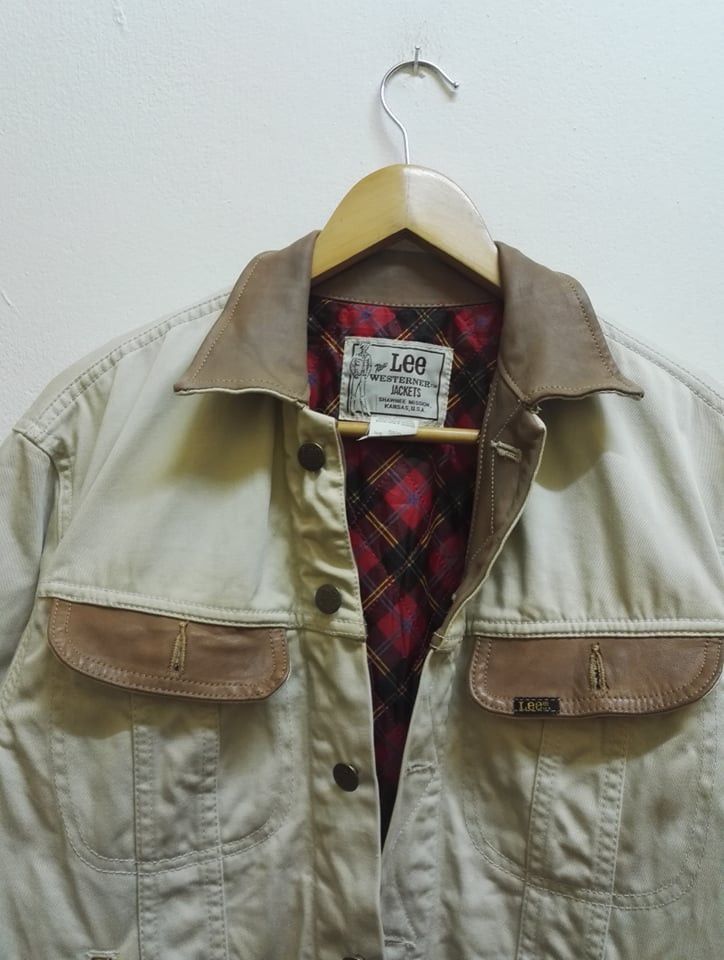 Lee 🔥Rare🔥 Lee Raider Leather & Denim Brown Jacket (c27) Size US M / EU 48-50 / 2 - 3 Thumbnail