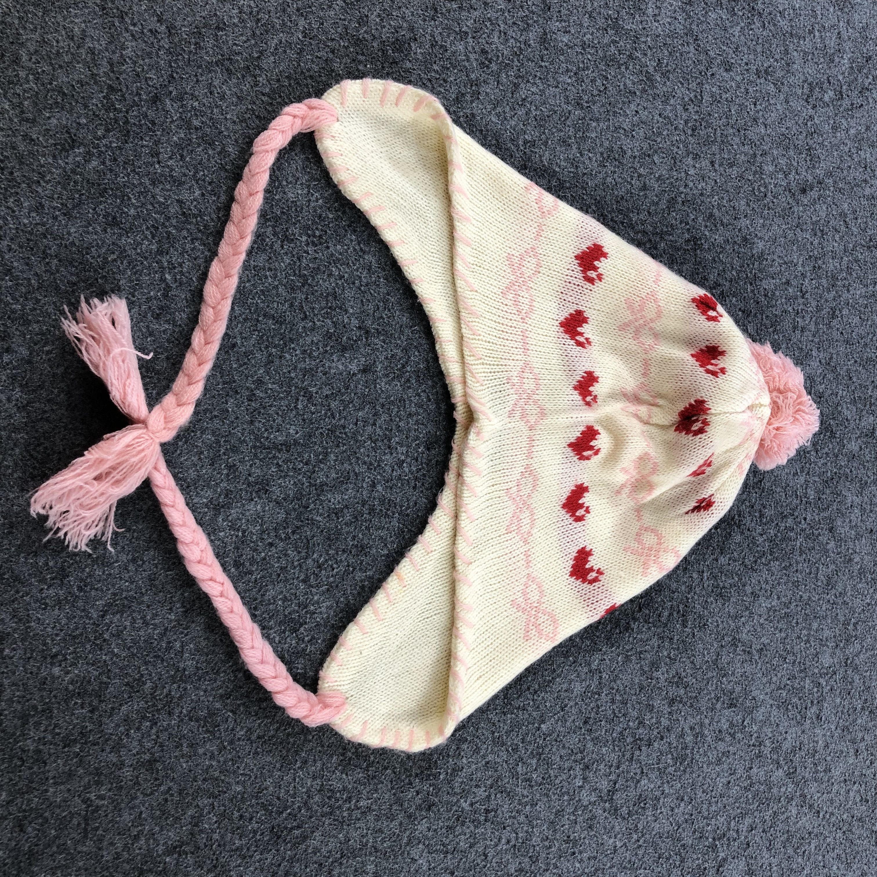 image of Vintage x Winter Session Hush Hush Love Earflap Bobble Beanie Snowcap Snow Hat B87, Men's