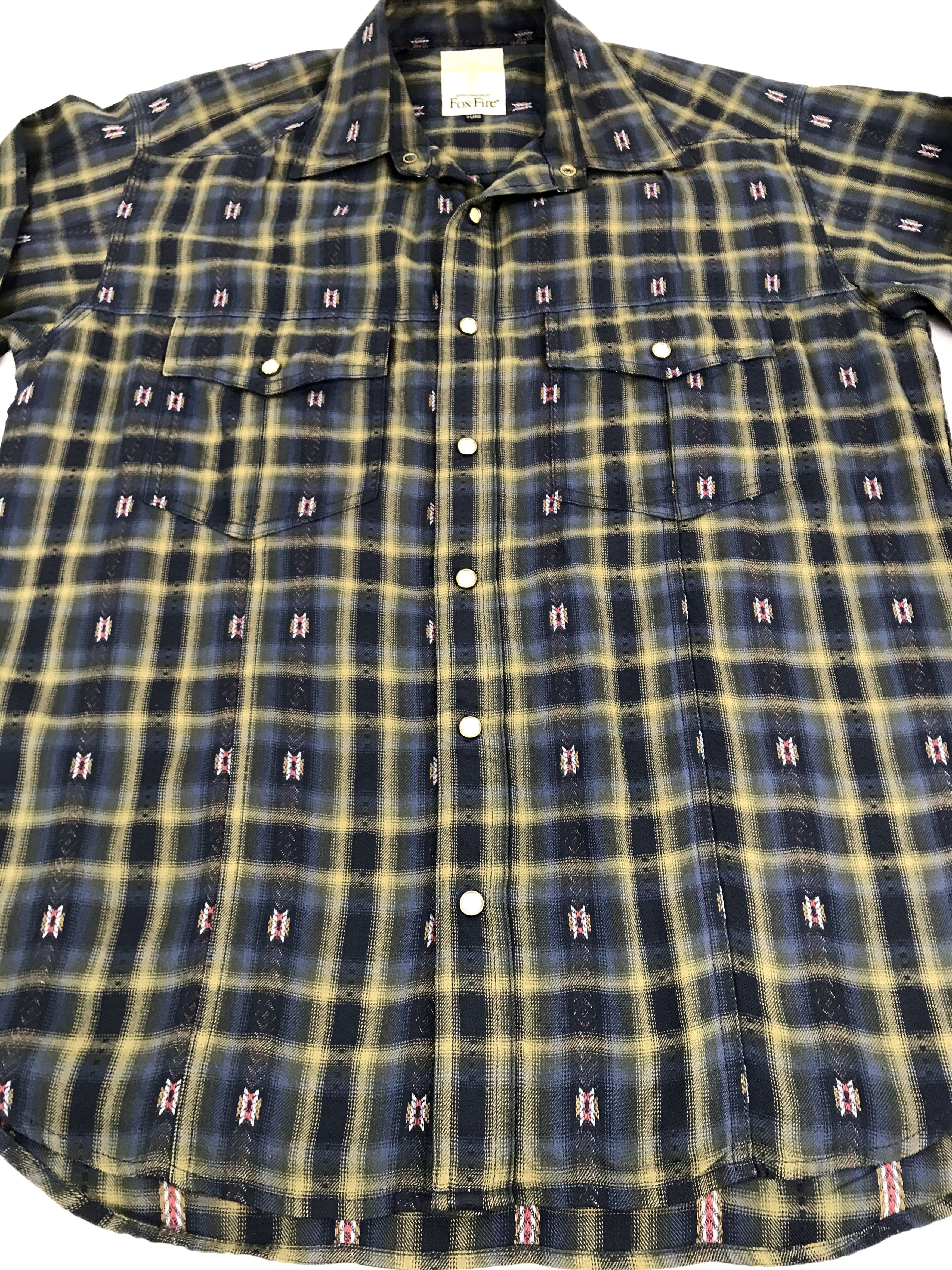 Flannel Vintage Fox Fire Snap Button Western Flannel Shirt Size US L / EU 52-54 / 3 - 3 Thumbnail