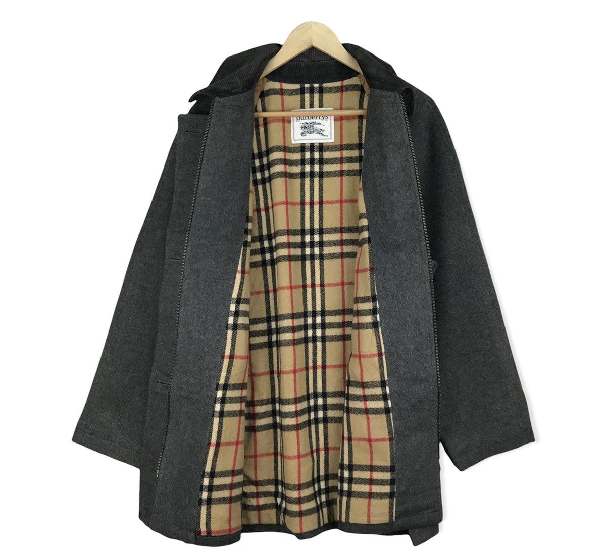 ジャケット・アウター vintage Burberry novacheck wool coat et Vintage Burberry Nova Check Wool Coat Jacket Zip Up Luxury