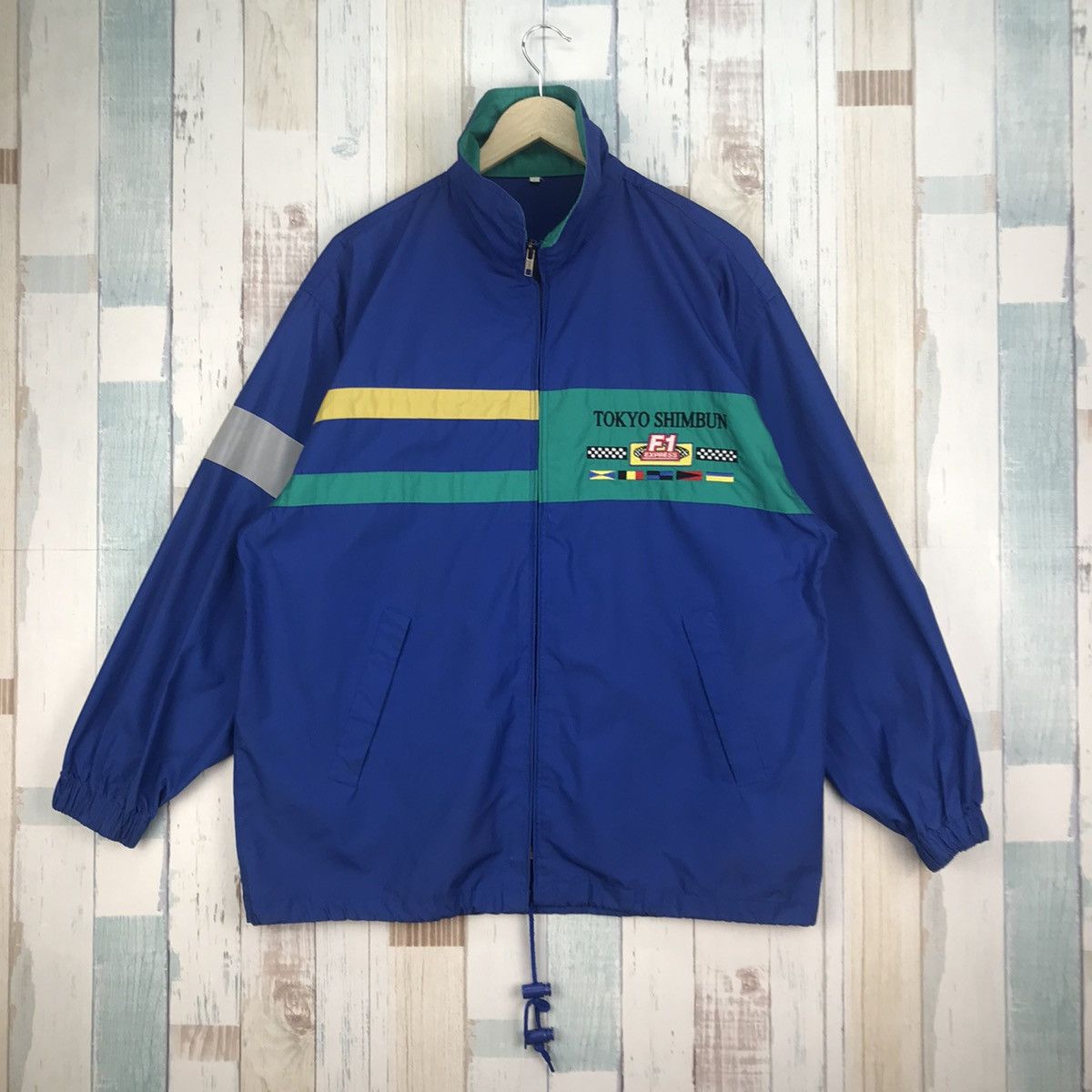 Japanese Brand Vintage Tokyo Shimbum F1 Express Bomber Jacket Size US L / EU 52-54 / 3 - 1 Thumbnail