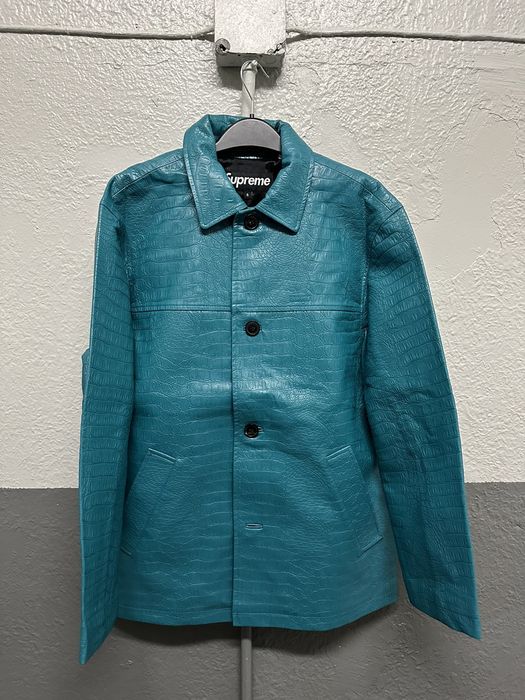 Supreme SUPREME FAUX CROC CAR JACKET TEAL | Grailed