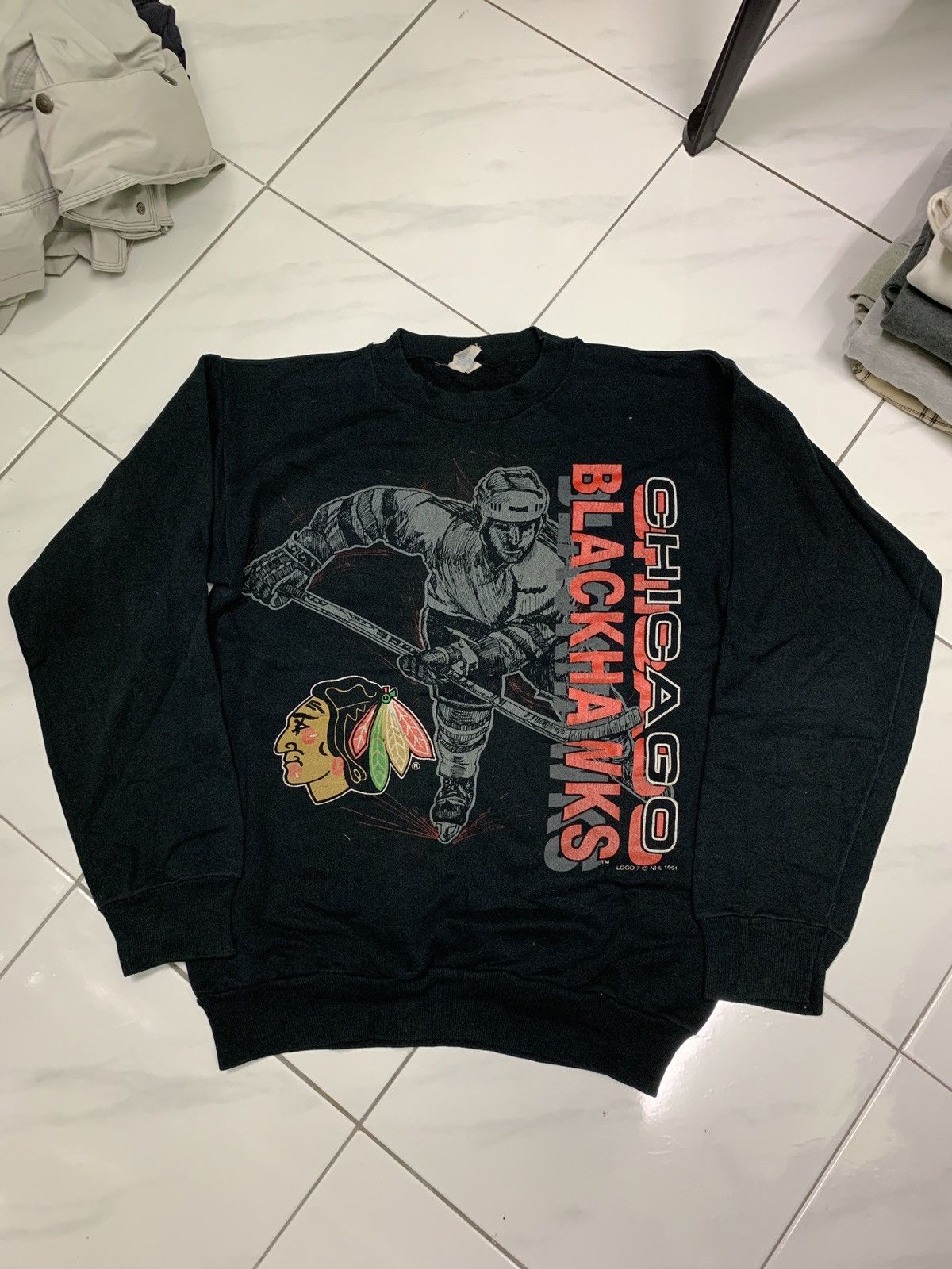 NHL Vintage 90s Chicago Black Hawks Sweatshirt Size US M / EU 48-50 / 2 - 1 Thumbnail