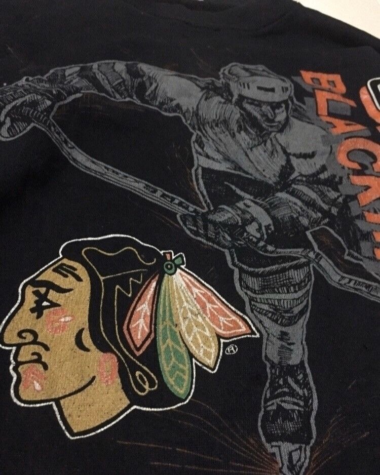 NHL Vintage 90s Chicago Black Hawks Sweatshirt Size US M / EU 48-50 / 2 - 5 Thumbnail