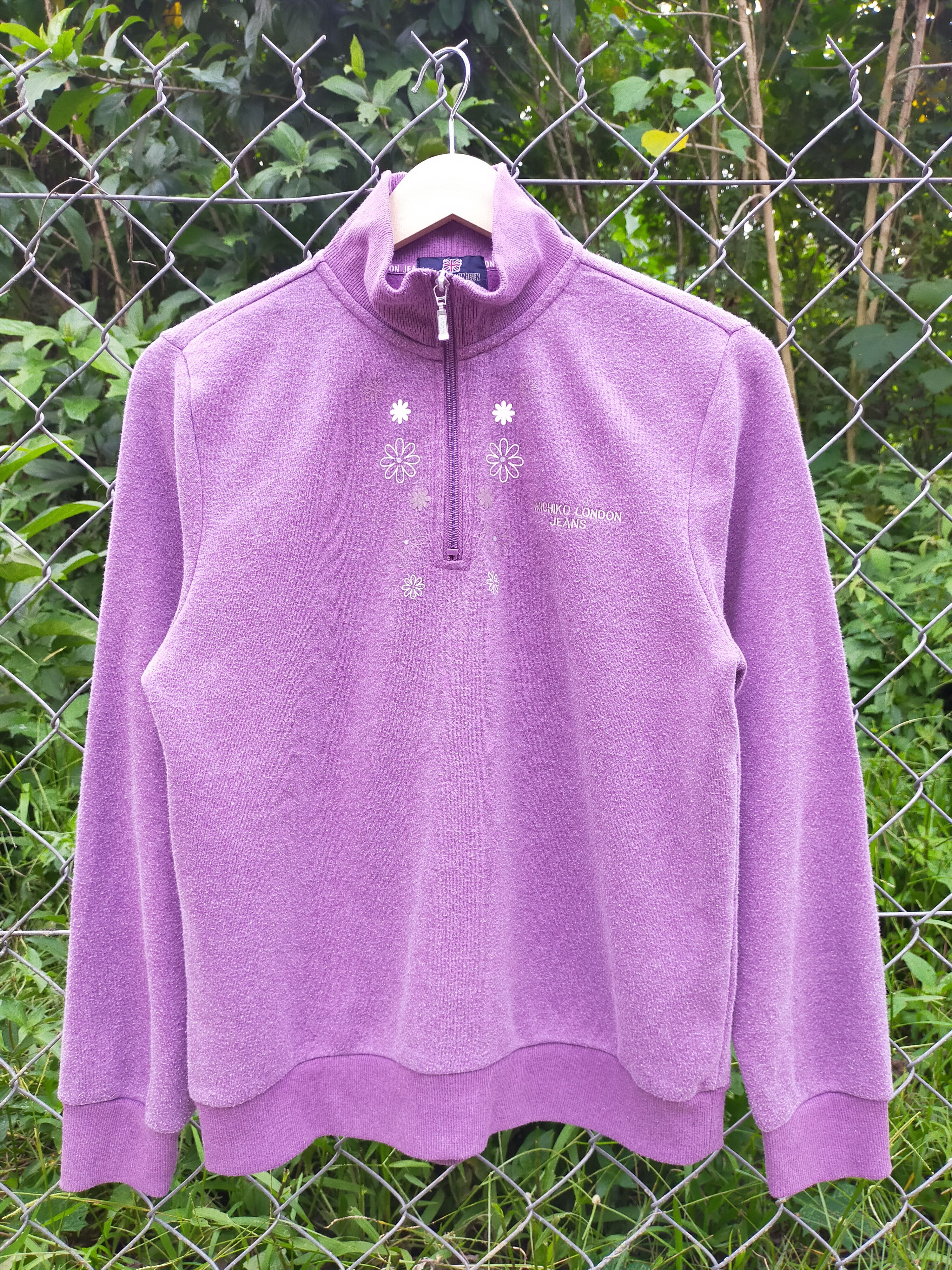 Japanese Brand × Michiko Koshino London Michiko London Flowers Quarter Zip Sweatshirt Size US L / EU 52-54 / 3 - 1 Thumbnail