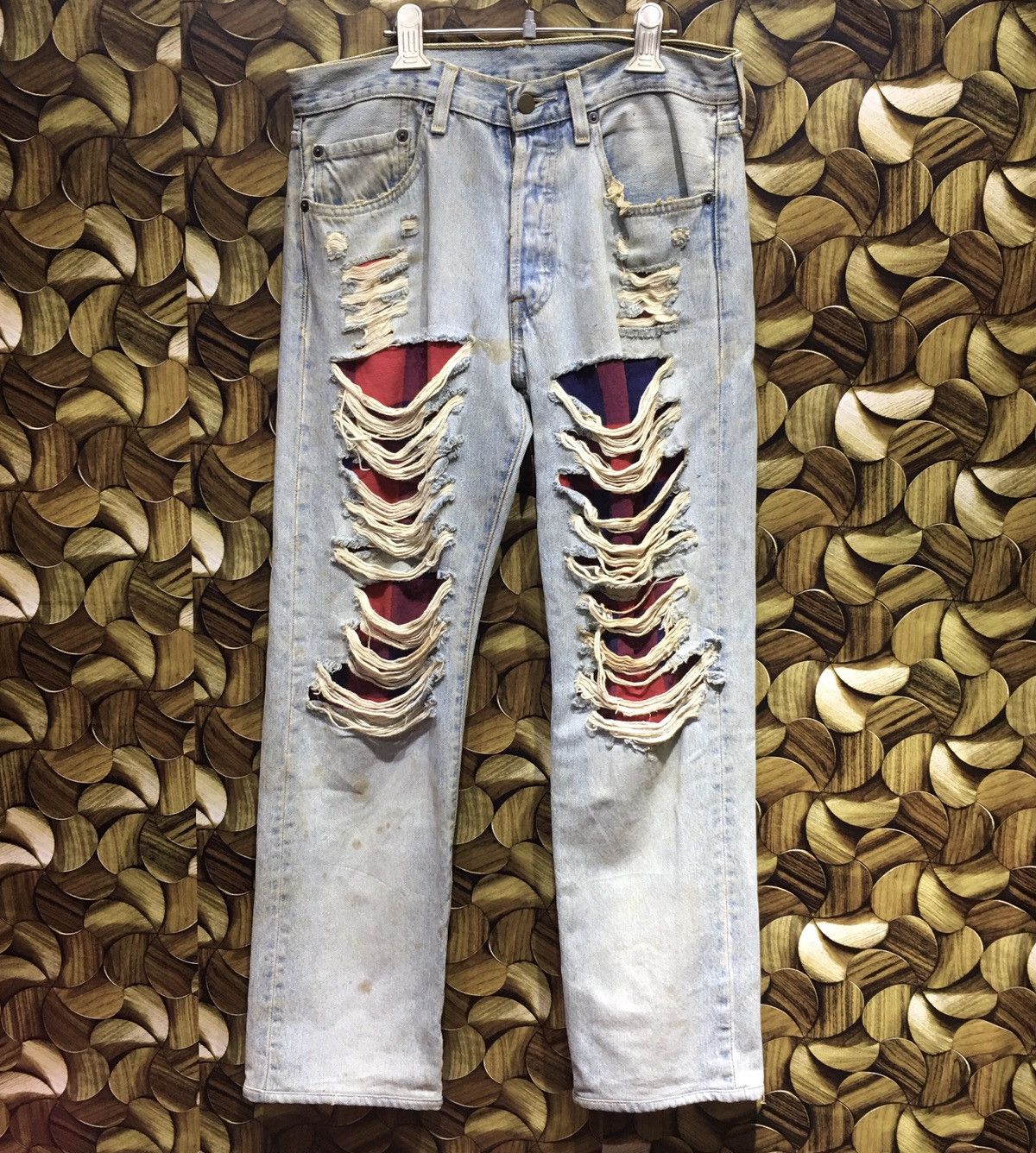image of Distressed Denim x Seditionaries Thrashed Vintage Distressed Jeans in Blue, Men's (Size 32)
