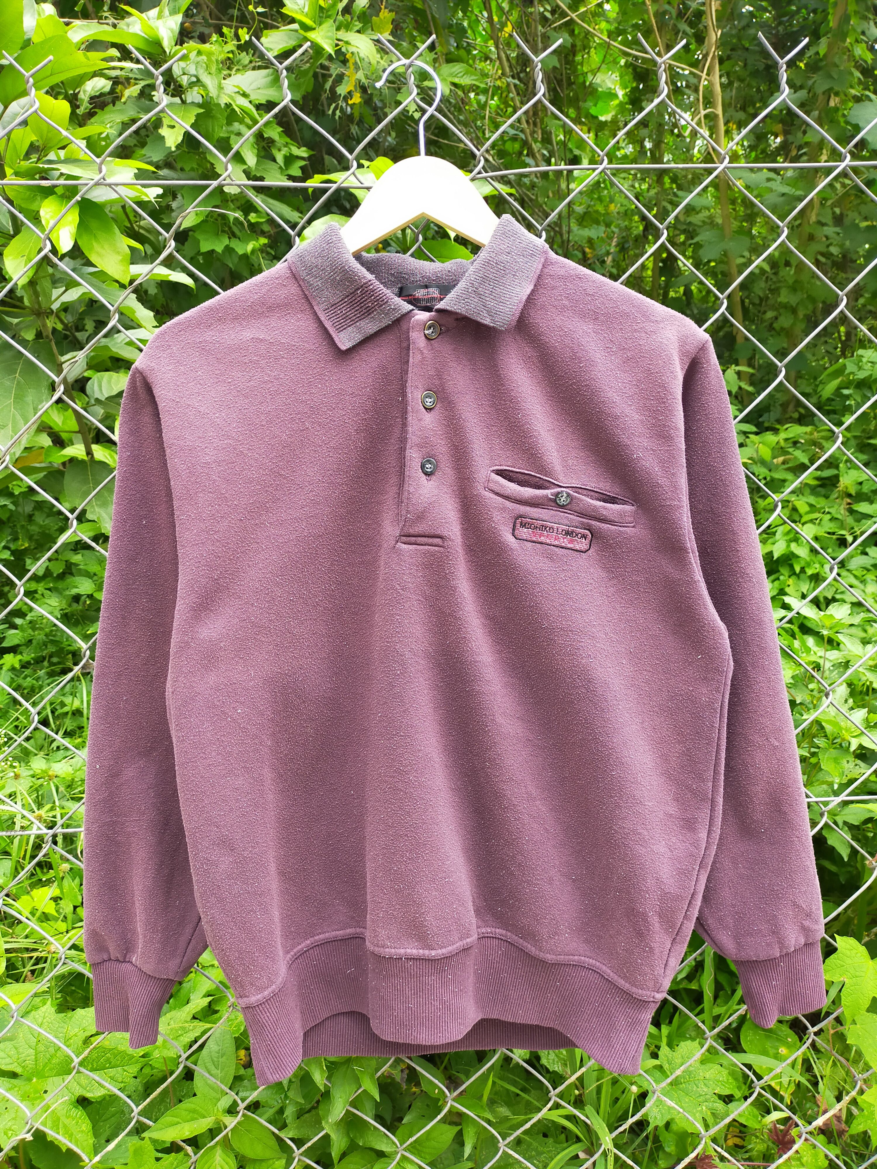 Michiko London Embroidered Button Collar Sweatshirt