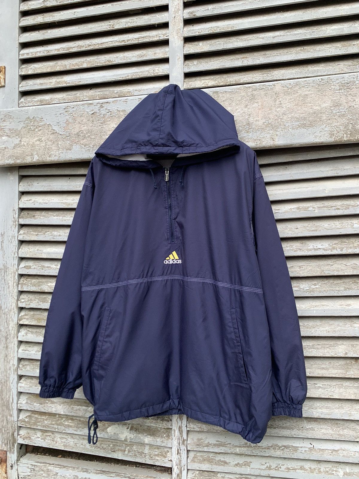 image of Adidas Descente Oversized Quarter Zipper Jacket in Navy, Men's (Size 2XL)