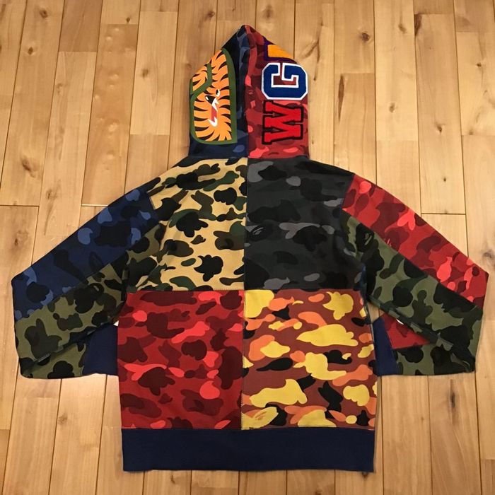 Bape mix camo cheap shark hoodie multi