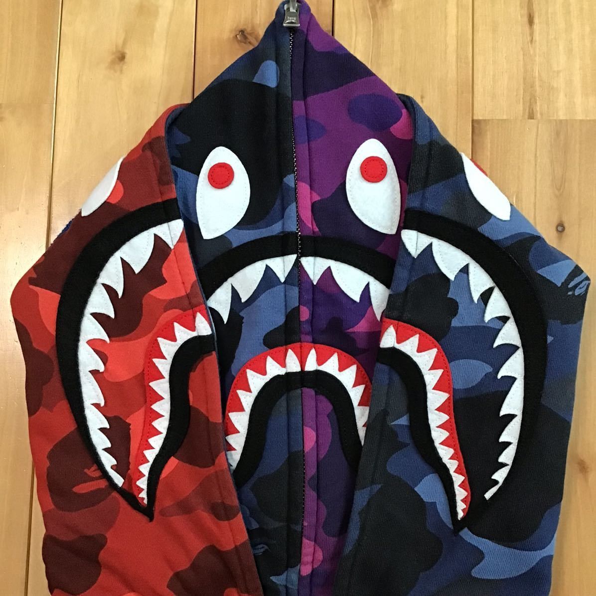 Bape BAPE Double shark full zip hoodie crazy camo a bathing ape Size US XXL / EU 58 / 5 - 3 Thumbnail