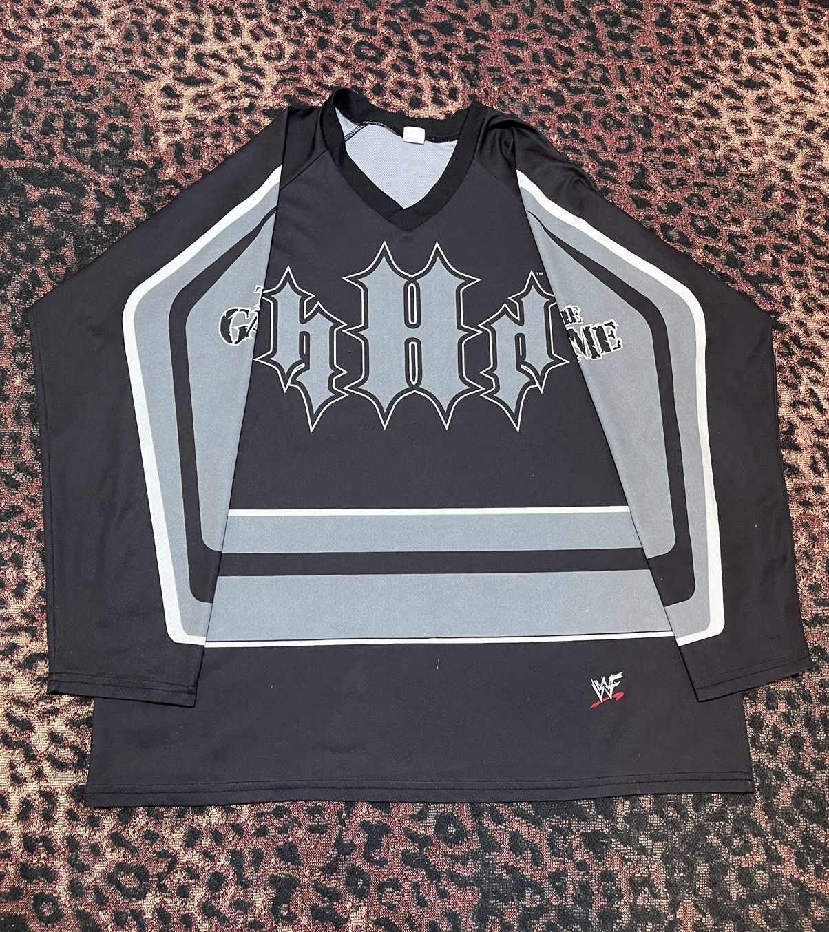 image of Wcwnwo x Wwe Wwf Wwe Vintage Hhh Triple H The Game Dx Hockey Jersey XL in Black Grey, Men's