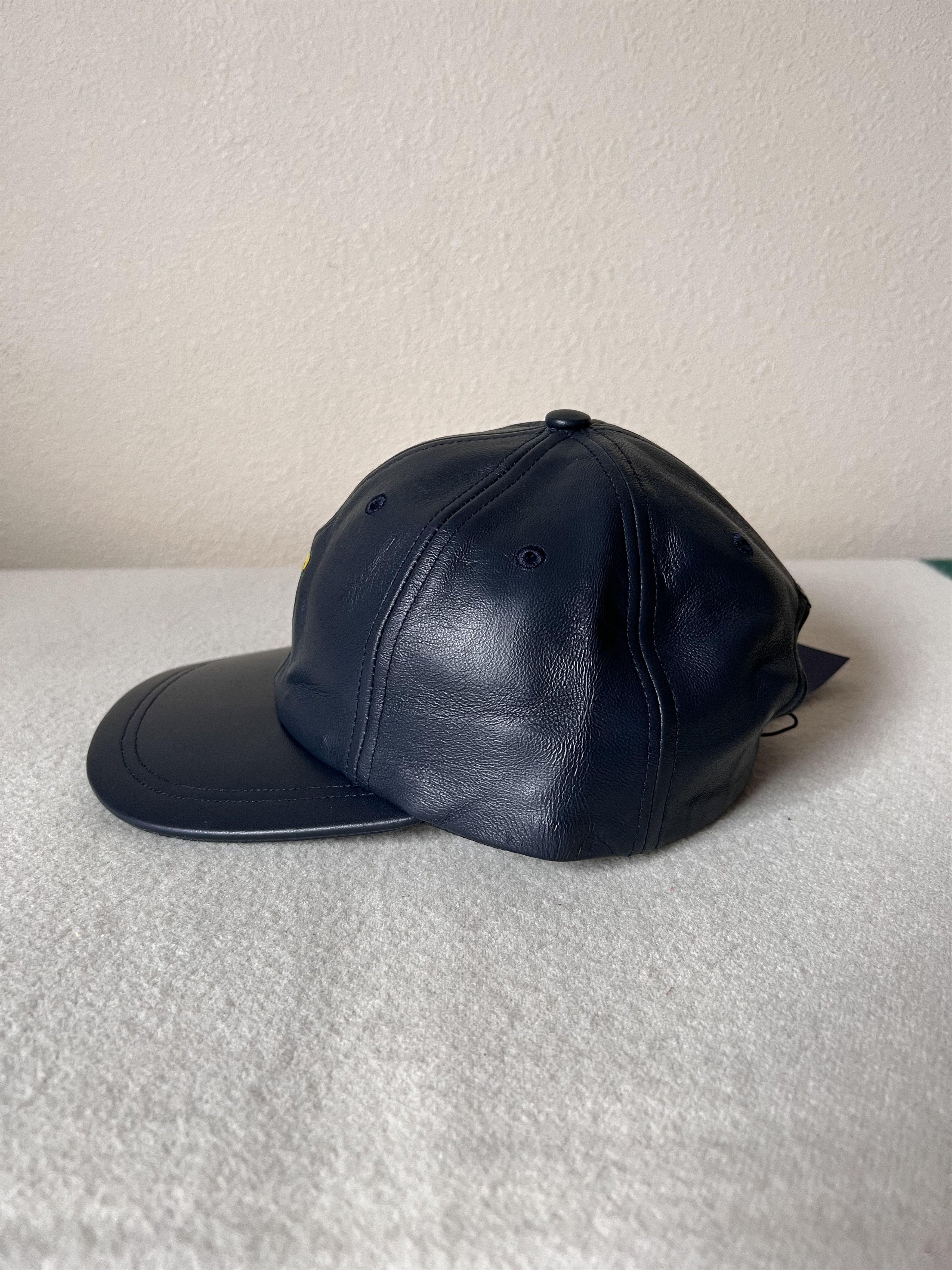 Noah Noah NY Leather Collegiate 6 Panel Hat in Navy Size ONE SIZE - 3 Thumbnail