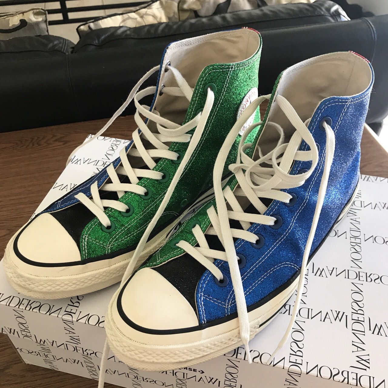 Converse JW Anderson x Converse Glitter Hi Top Blue Green Red Grailed