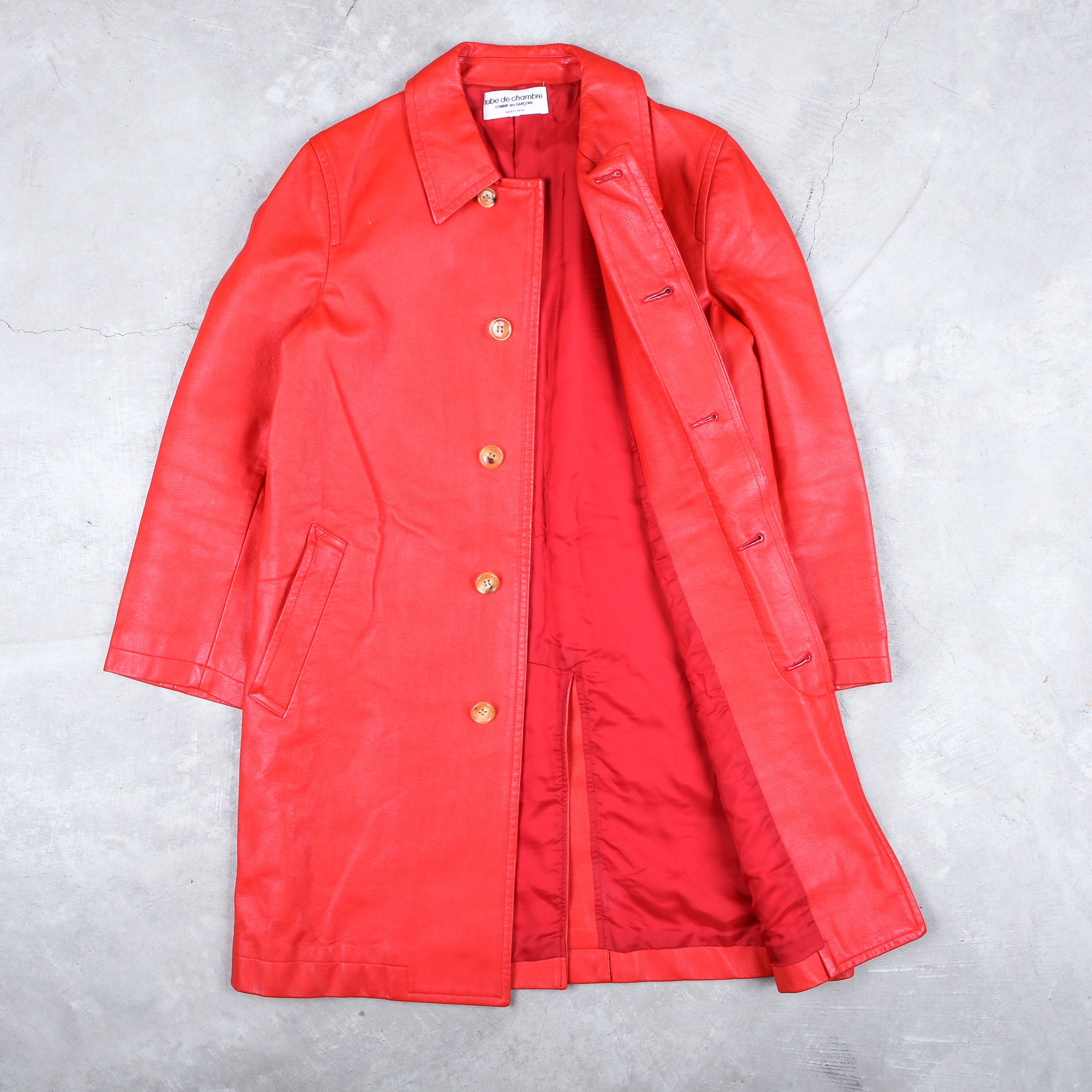 Comme des Garcons × Junya Watanabe × Rei Kawakubo Comme Des Garcons Leather Jacket Robe De Chambre Red Size L / US 10 / IT 46 - 2 Thumbnail