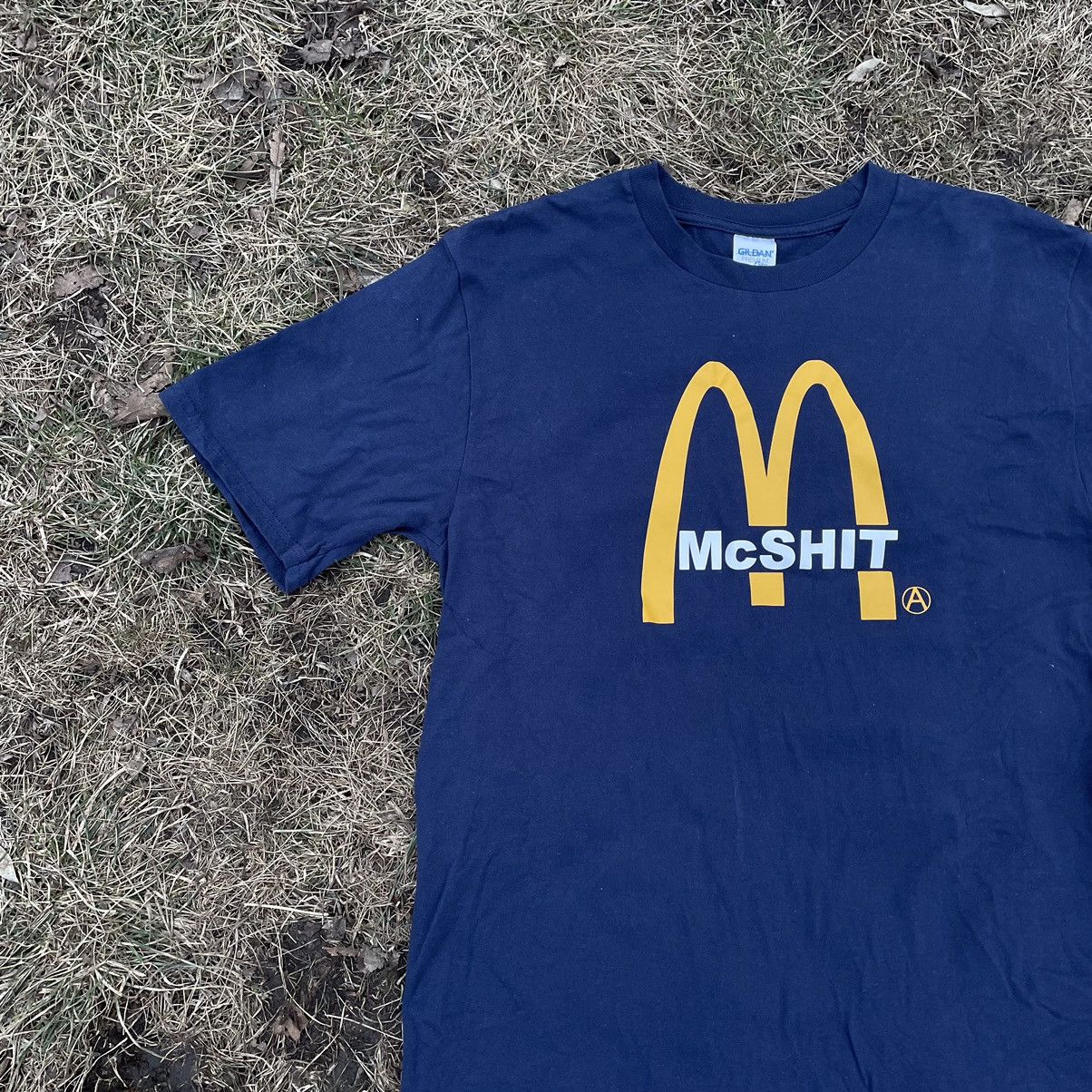 Vintage Vintage Y2K McShit Parody Graphic Tee Streetwear Navy Slim L Size US L / EU 52-54 / 3 - 3 Thumbnail