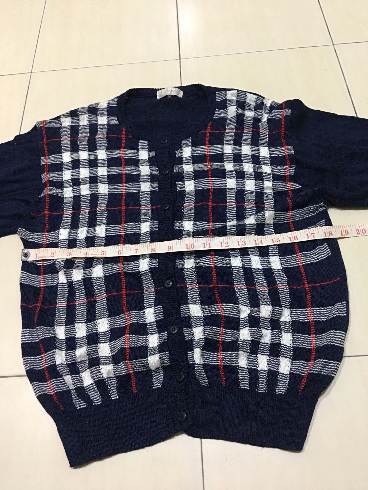 Burberry × Designer × Vintage Rare Vintage 90s Burberrys nova checkered Cardigan pullover Size US M / EU 48-50 / 2 - 8 Thumbnail