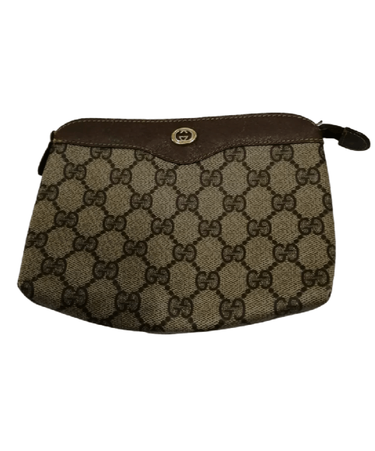 Archival Clothing x Gucci Vintage Gucci Monogram Mini Clutch Bag in Brown, Men's