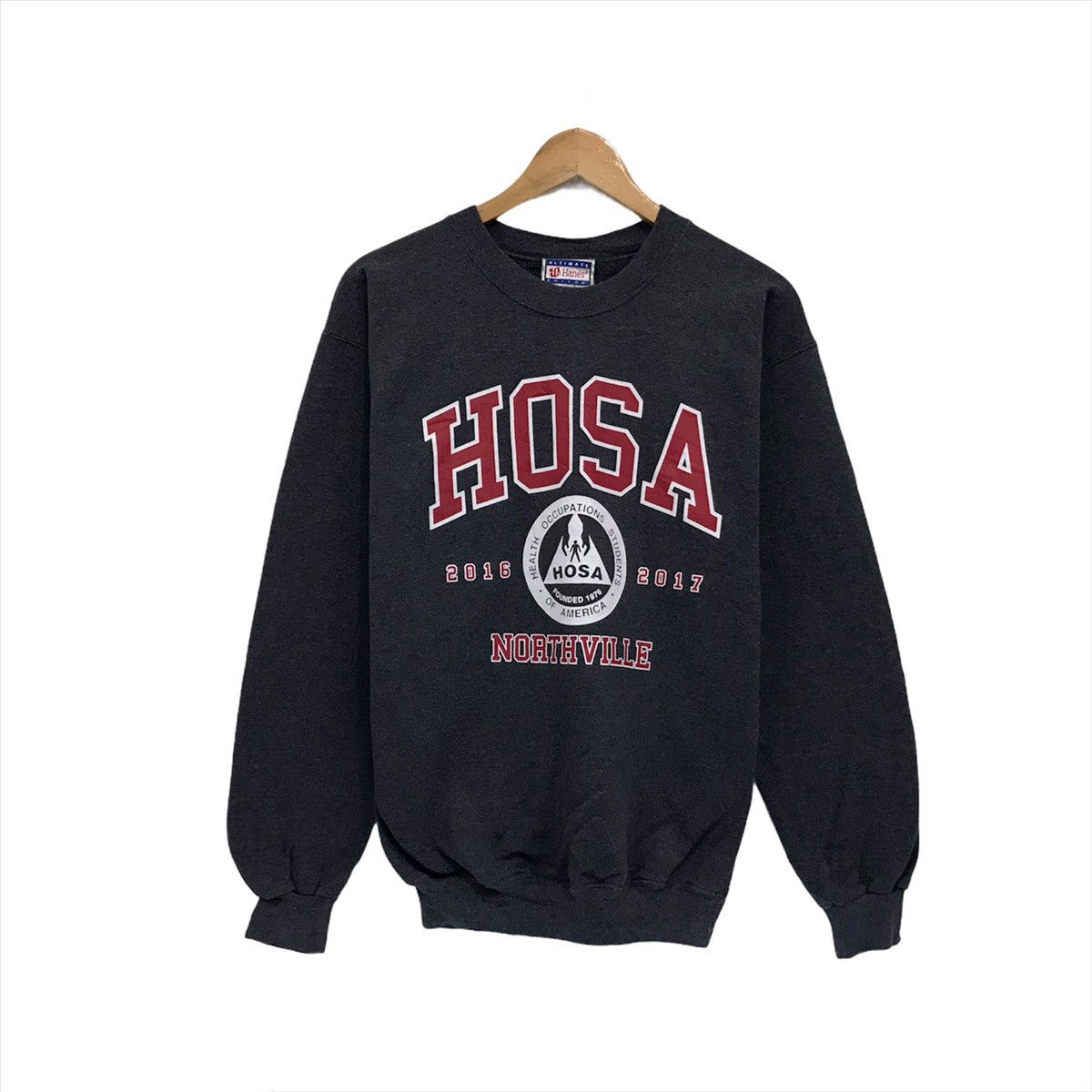image of Collegiate x Hanes Vintage Hosa Sweatshirt Hosa Health Occupations in Grey, Men's (Size Medium)