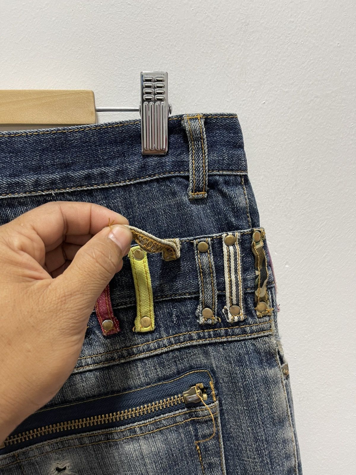 Japanese Brand × Vintage JAPANESE DOUBLE WAIST NICE DESIGN DISTRESSED DENIM JEANS Size US 31 - 6 Thumbnail