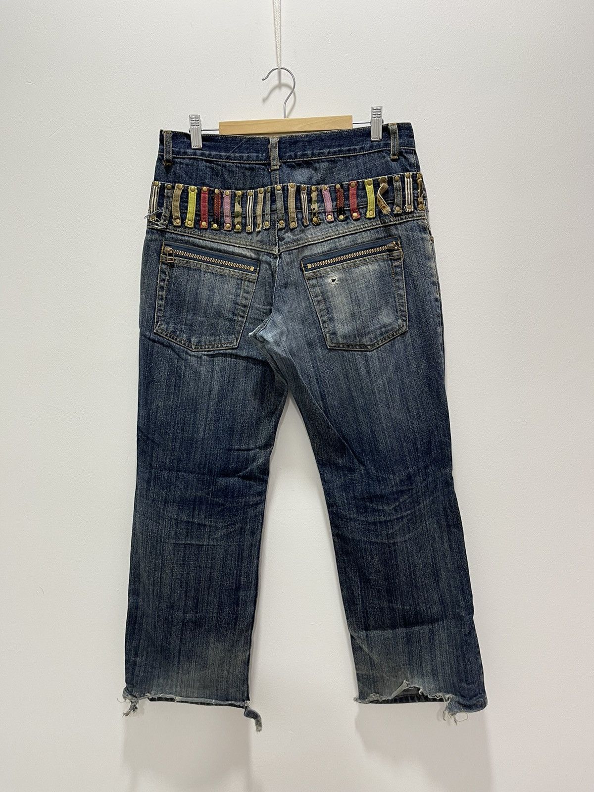 Japanese Brand × Vintage JAPANESE DOUBLE WAIST NICE DESIGN DISTRESSED DENIM JEANS Size US 31 - 1 Thumbnail